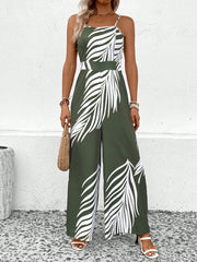 VCAY Tropical Print Cami Wide Leg Jumpsuit