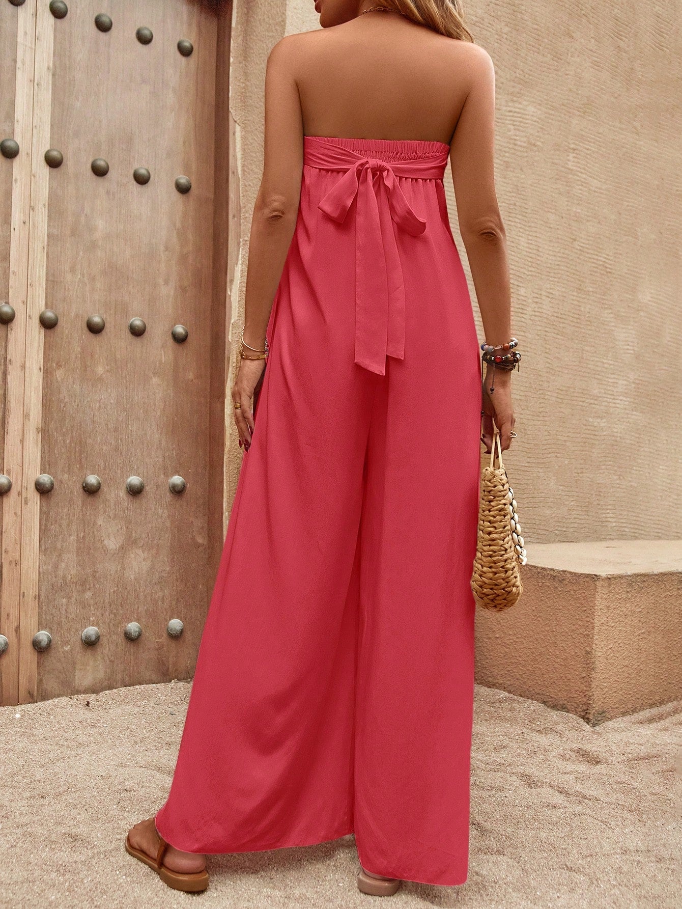 LUNE Solid Wide Leg Tube Jumpsuit