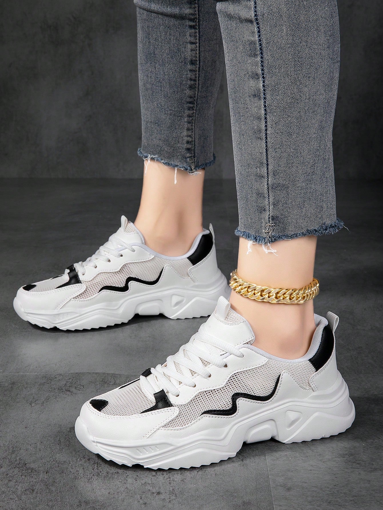 New Women's Thick-soled Chunky Sneakers, Comfortable And Breathable Sports Shoes