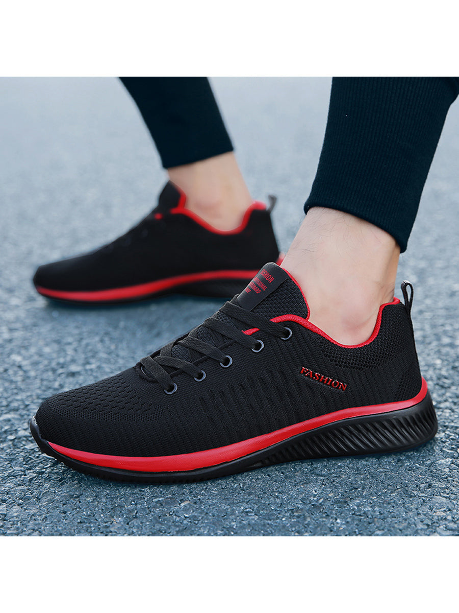 Autumn Breathable Men's Knit Mesh Sneakers Fashion Sports Casual Lightweight Running Shoes