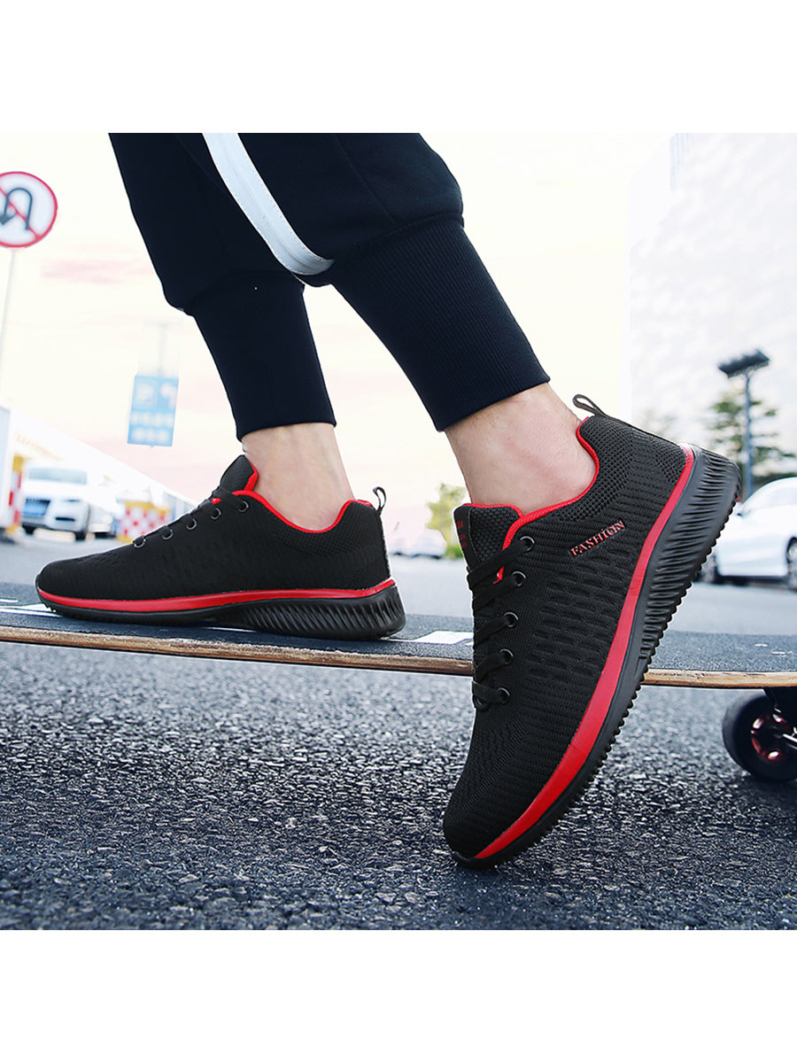 Autumn Breathable Men's Knit Mesh Sneakers Fashion Sports Casual Lightweight Running Shoes