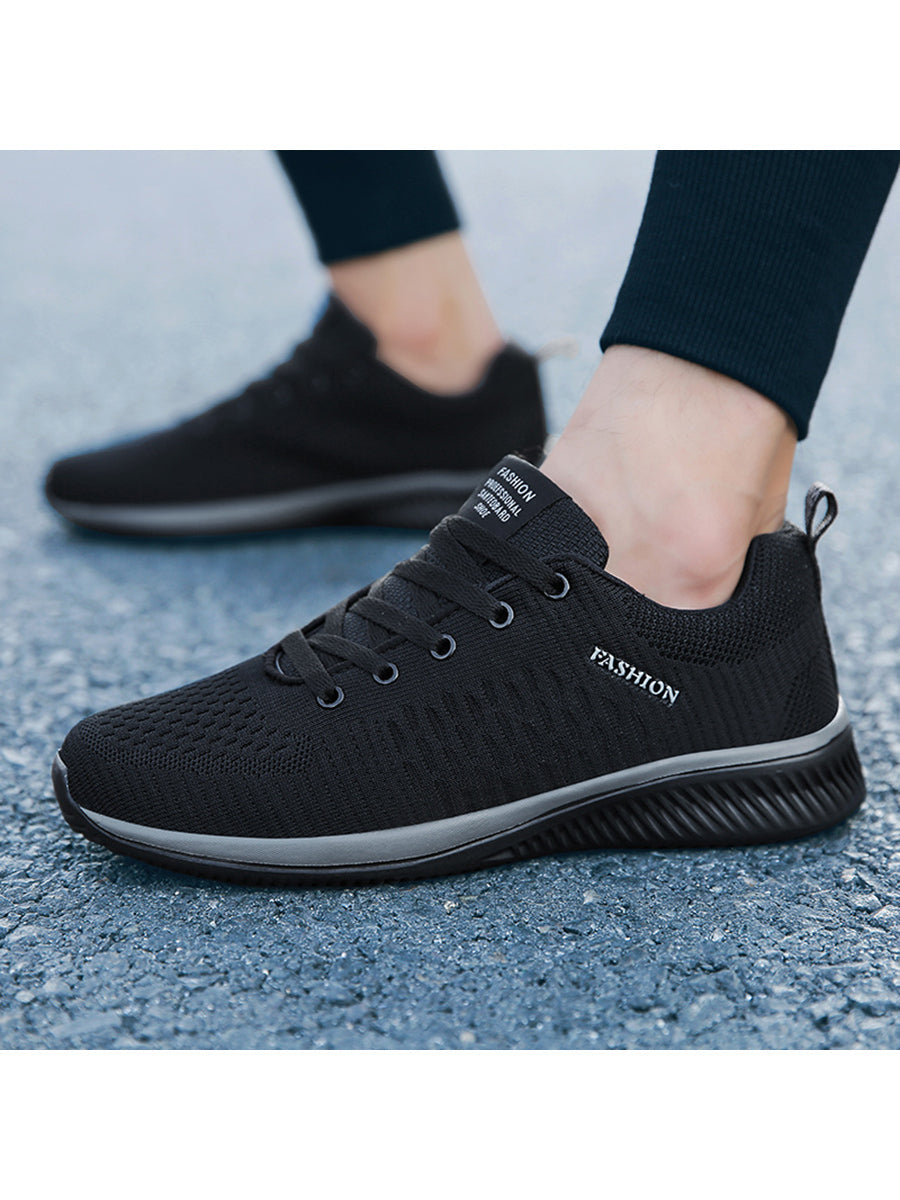 Autumn Breathable Men's Knit Mesh Sneakers Fashion Sports Casual Lightweight Running Shoes