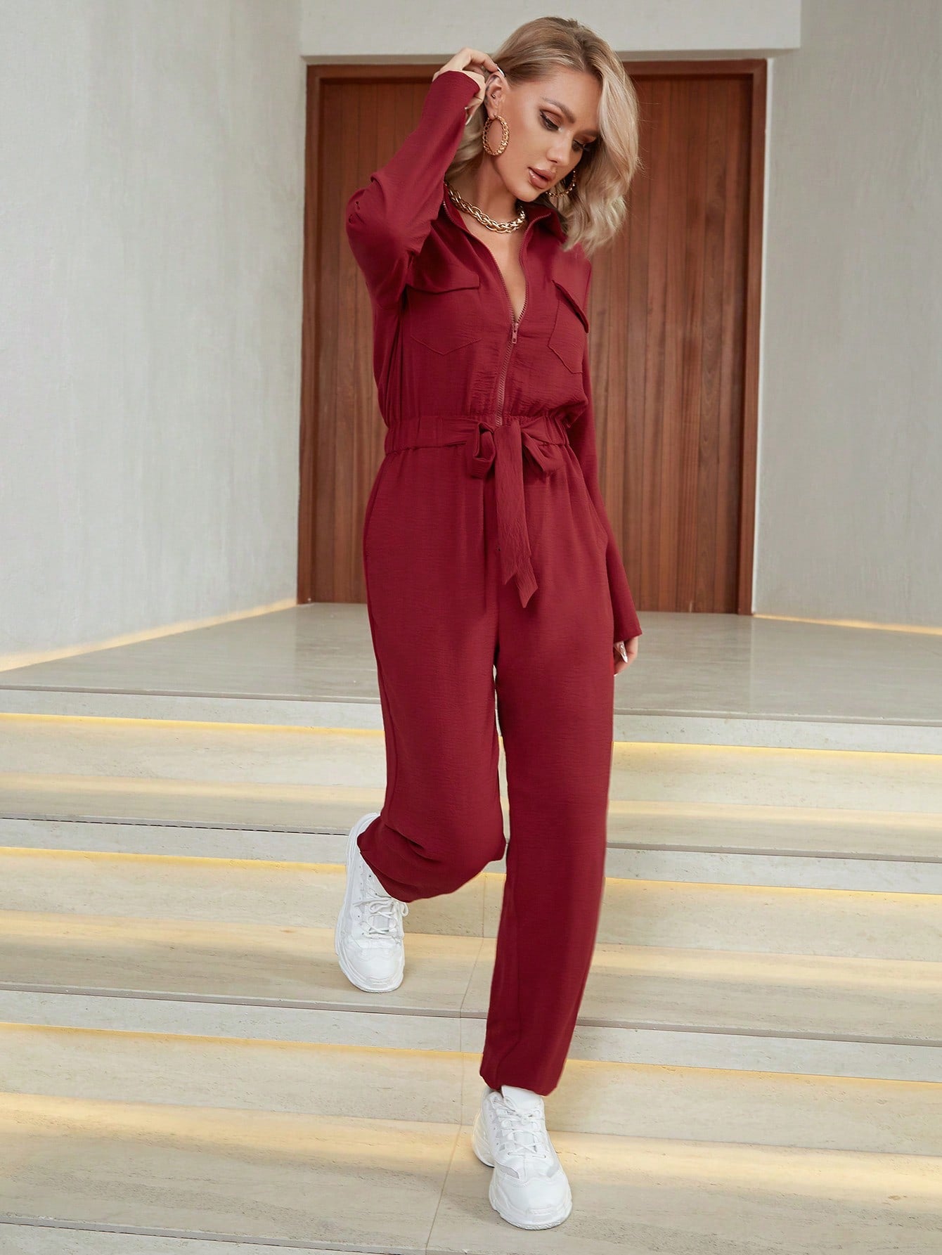 Eilly Bazar Flap Pocket Knot Front Jumpsuit