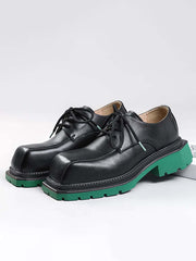 Men Lace-up Front Square Toe Dress Shoes, Black Outdoor Oxford Shoes