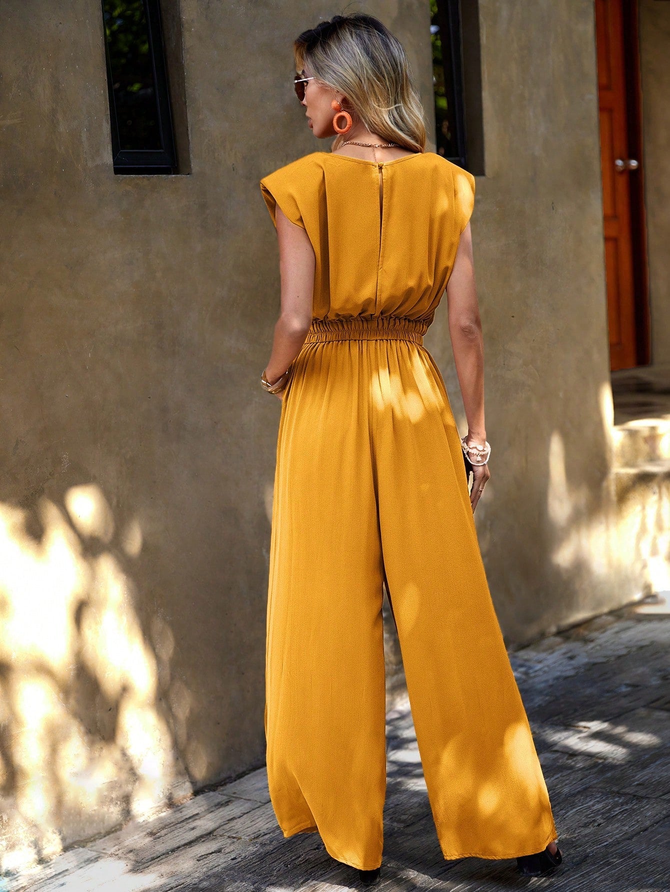 Clasi Solid Slant Pocket Wide Leg Jumpsuit