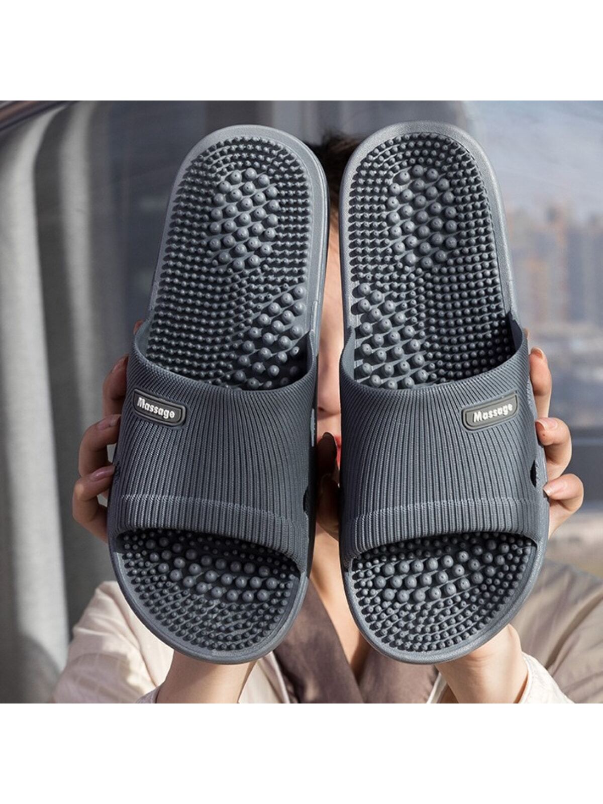 Men's Massaging Summer Slippers Bathroom Non-slip Sandals Women's Home Shoes