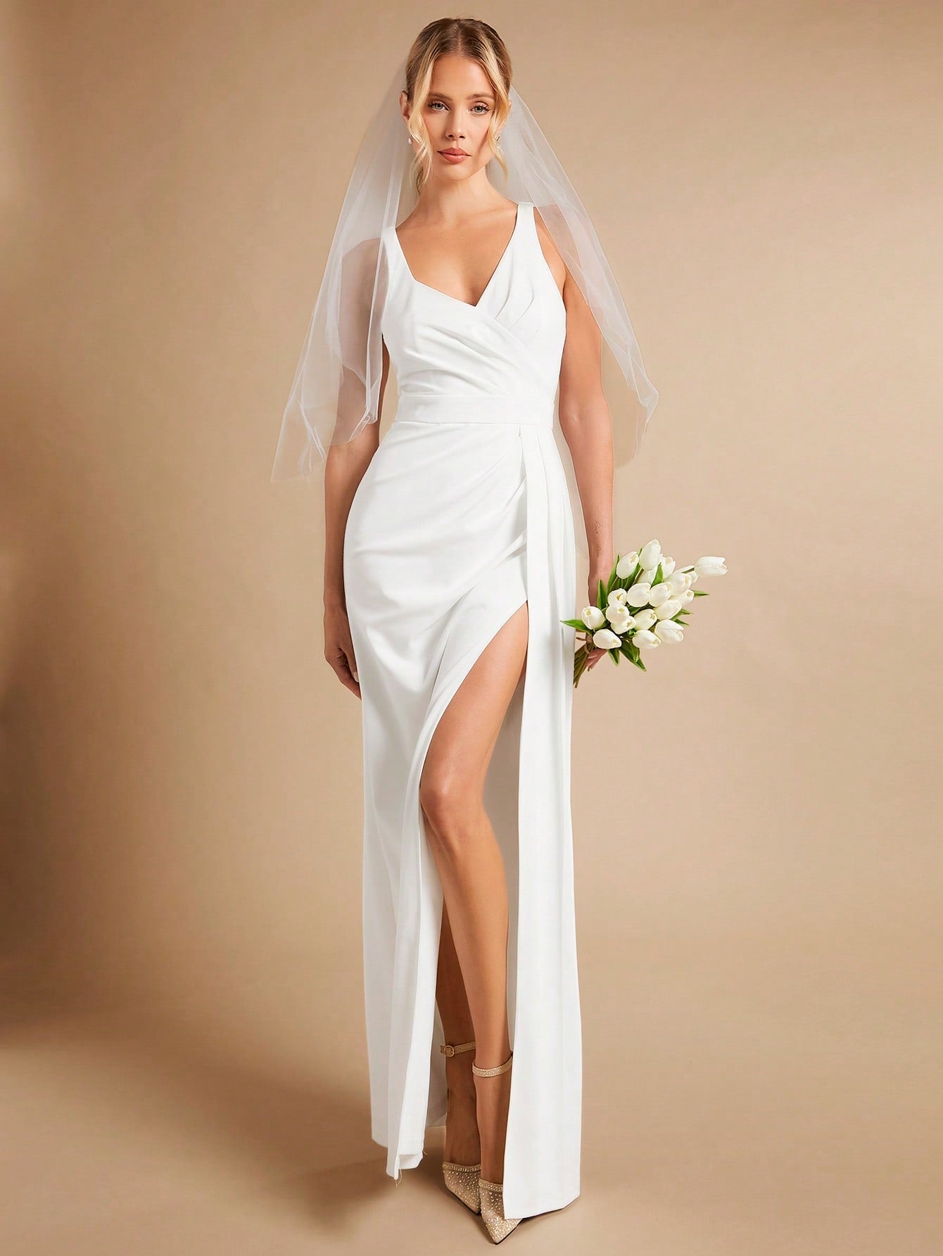 Belle Split Thigh Wedding Dress Without Veil