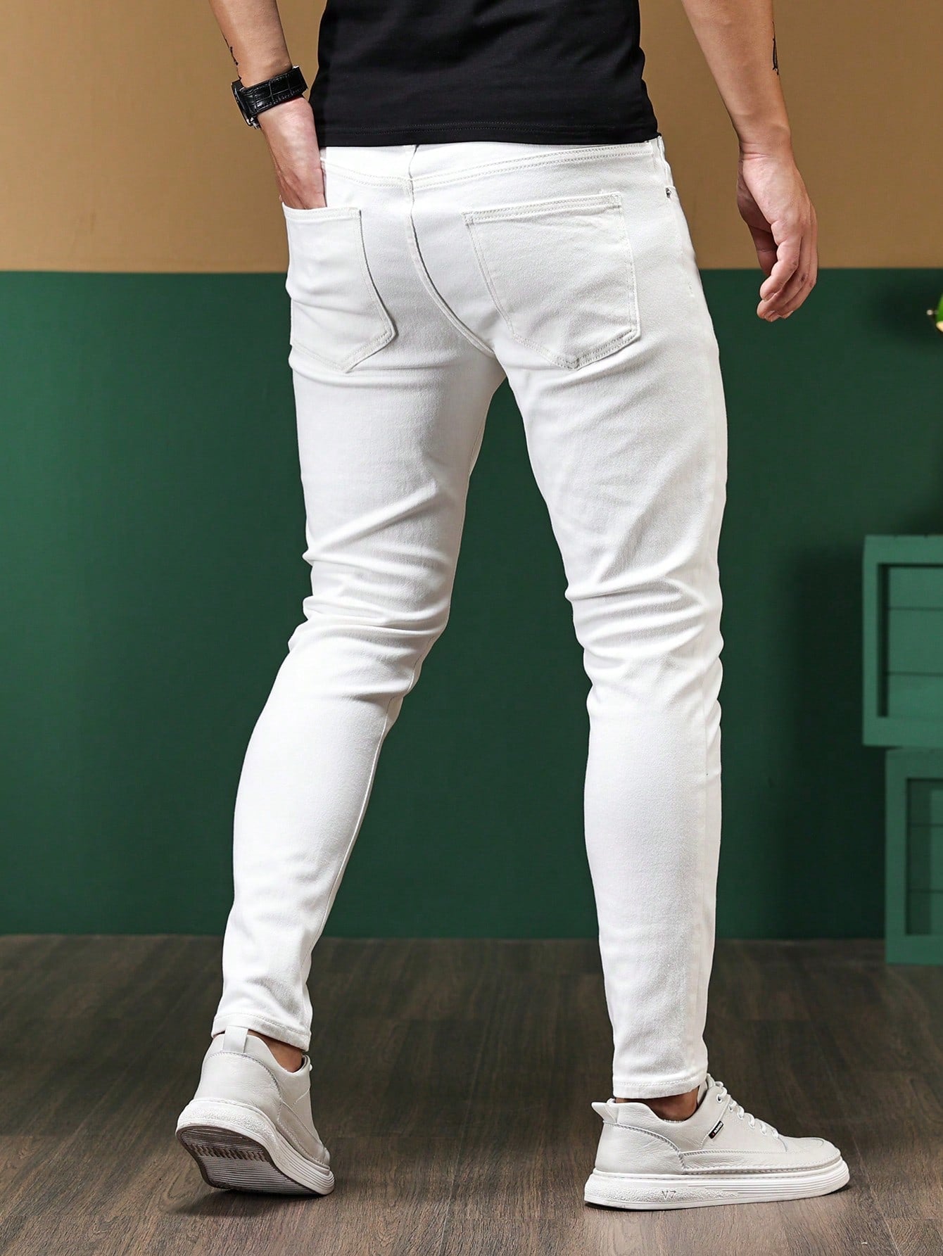 Manfinity Homme Men Contrast Stitch Skinny Jeans