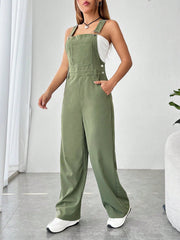 EZwear Solid Pocket Front Overall Jumpsuit Without Tube Top