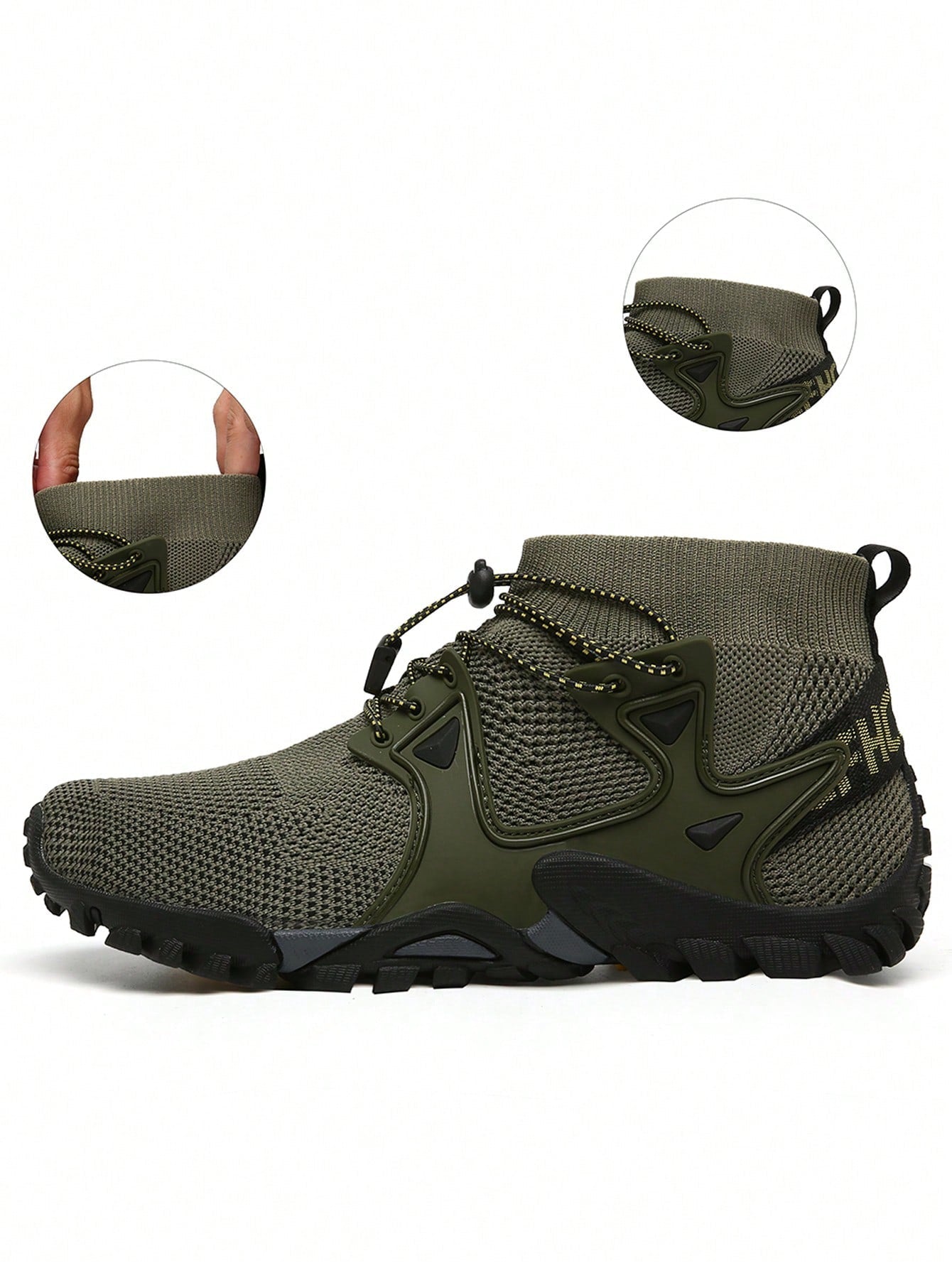 Men's High-top Hiking Shoes With Front Drawstring Closure, Sports Shoes