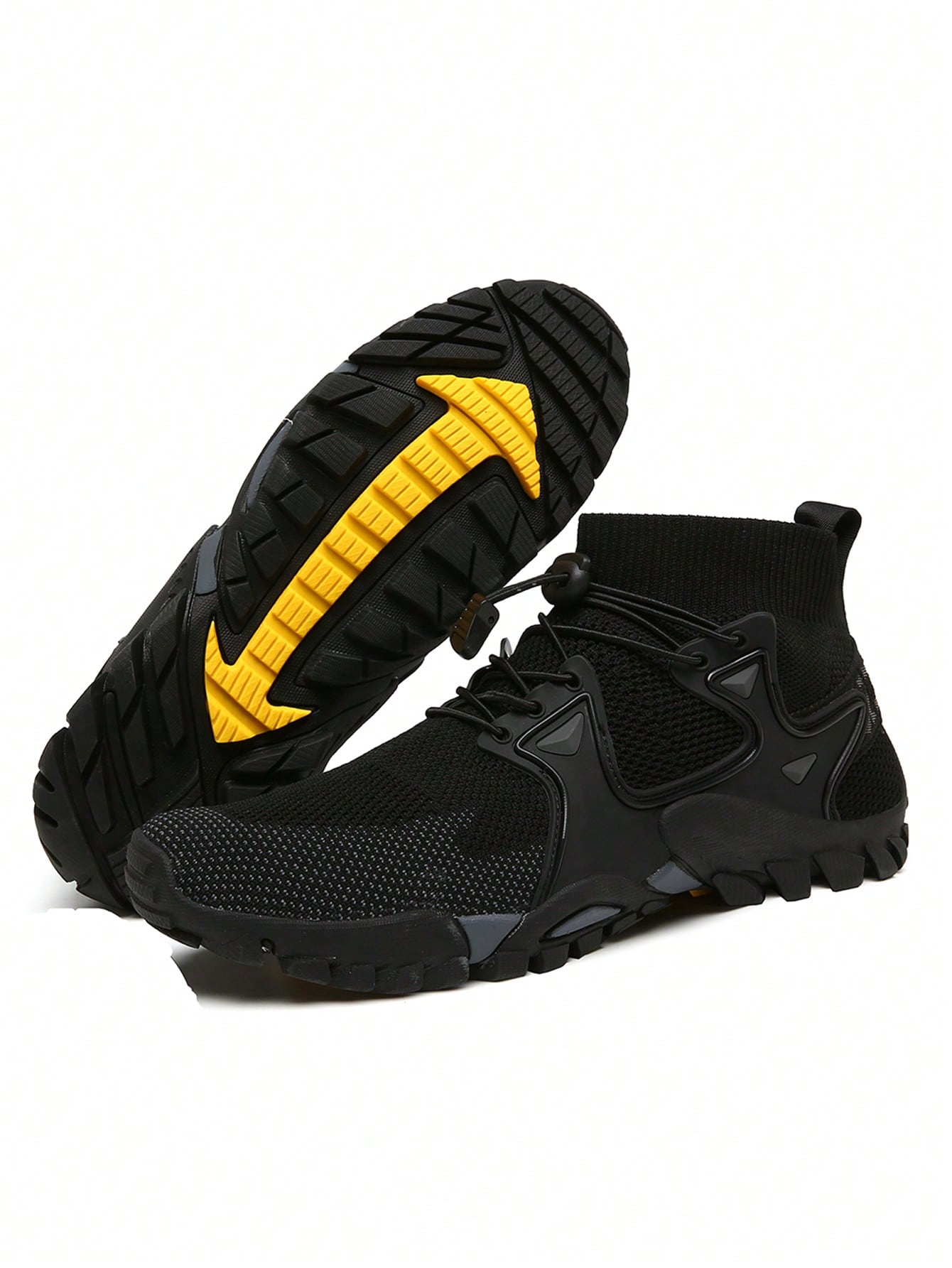 Men's High-top Hiking Shoes With Front Drawstring Closure, Sports Shoes