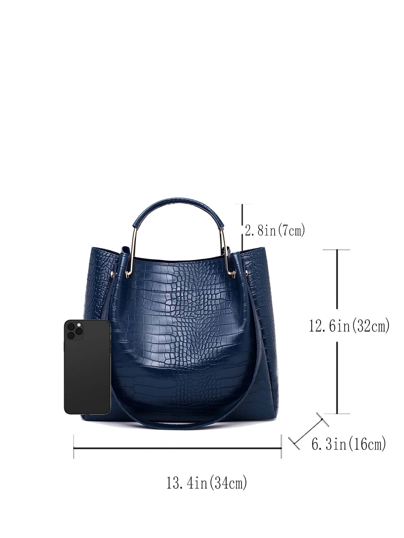 【Black Friday Sale】PU Solid Color Fashion Crocodile Pattern Retro Commuter Handheld Tote Bag Cross Body Bag Zero Wallet Set of 4