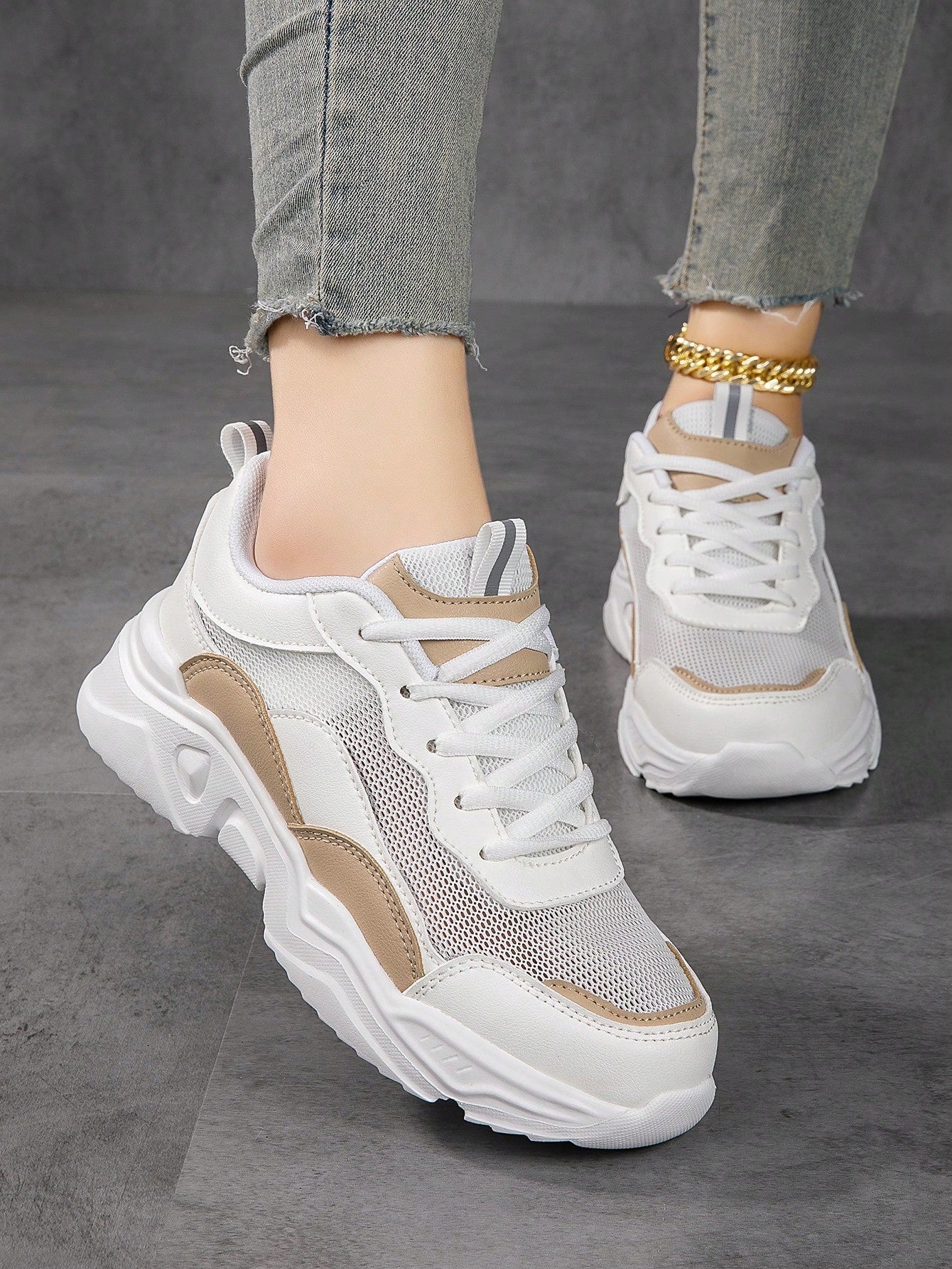 New Women's Thick-soled Chunky Sneakers, Comfortable And Breathable Sports Shoes