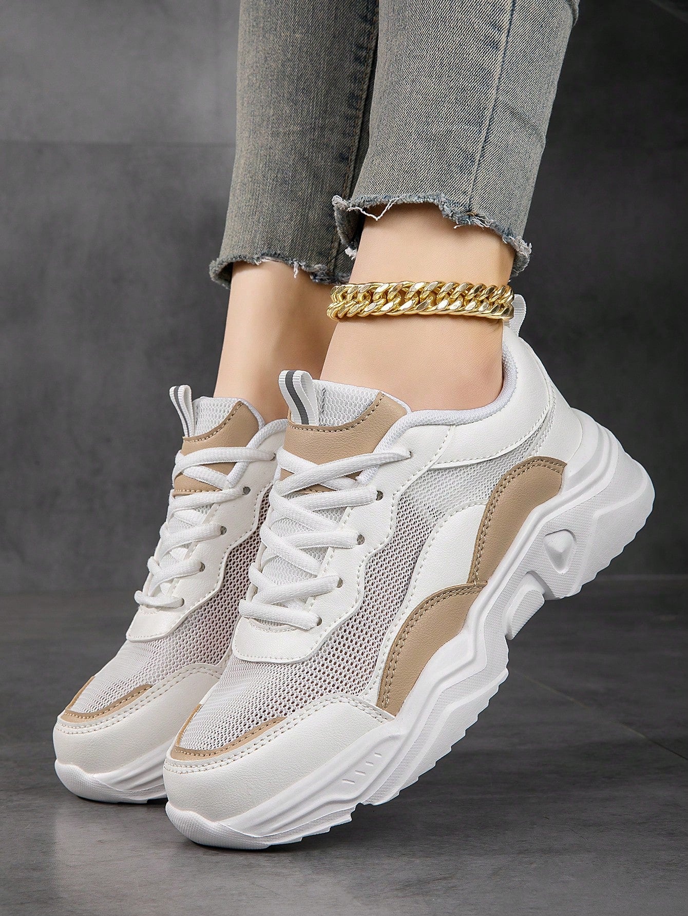 New Women's Thick-soled Chunky Sneakers, Comfortable And Breathable Sports Shoes