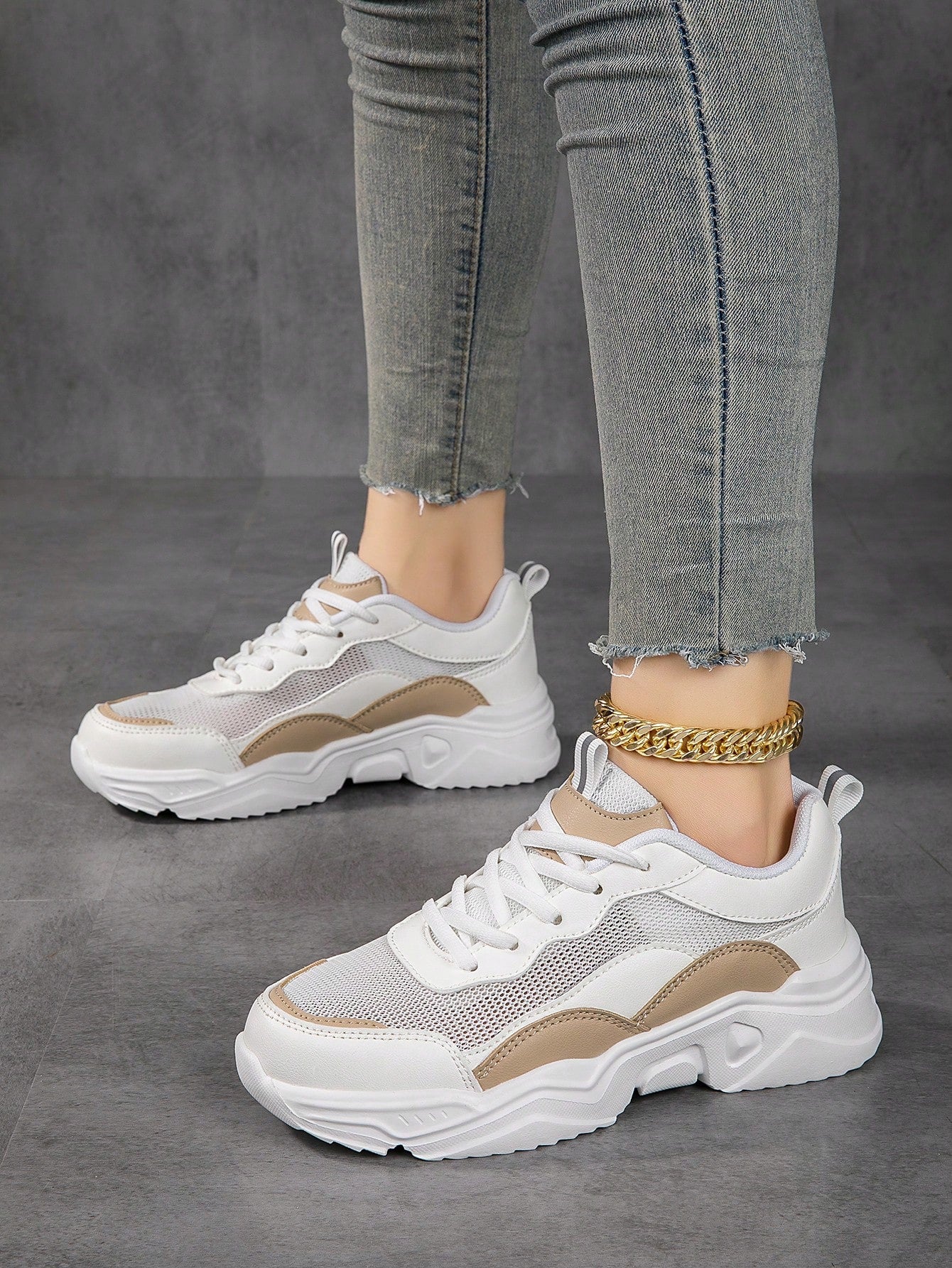 New Women's Thick-soled Chunky Sneakers, Comfortable And Breathable Sports Shoes