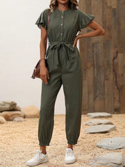 Essnce Butterfly Sleeve Belted Jumpsuit