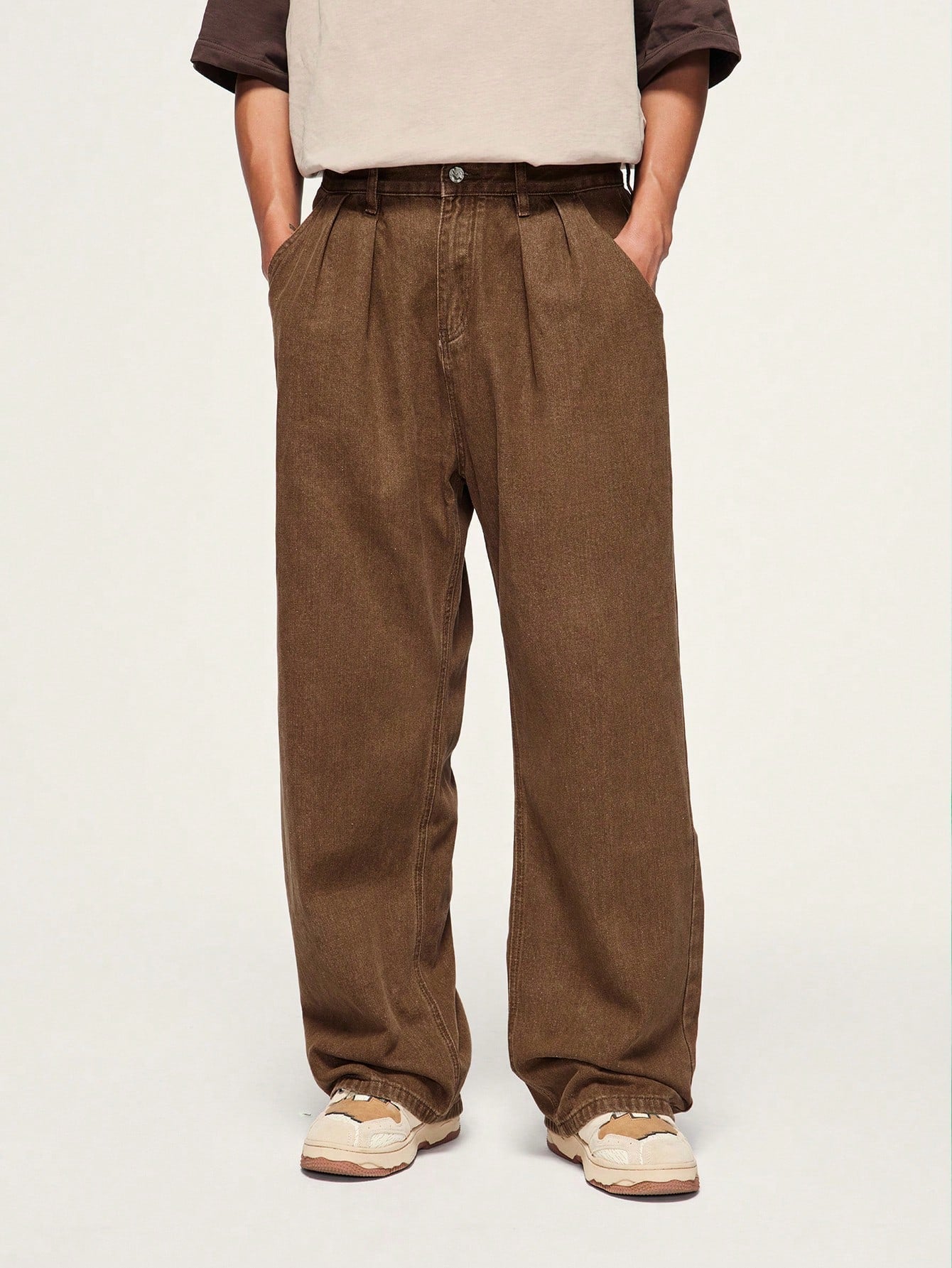 Men Slant Pocket Wide Leg Jeans