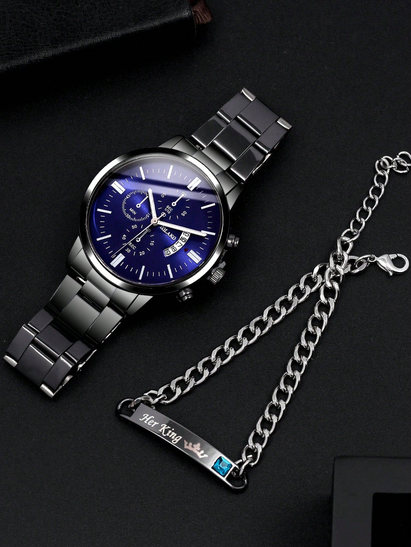 2pcs Men's Stainless Steel Strap Quartz Watch