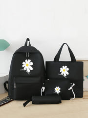 Daisy Print Four-Piece Preppy Backpack