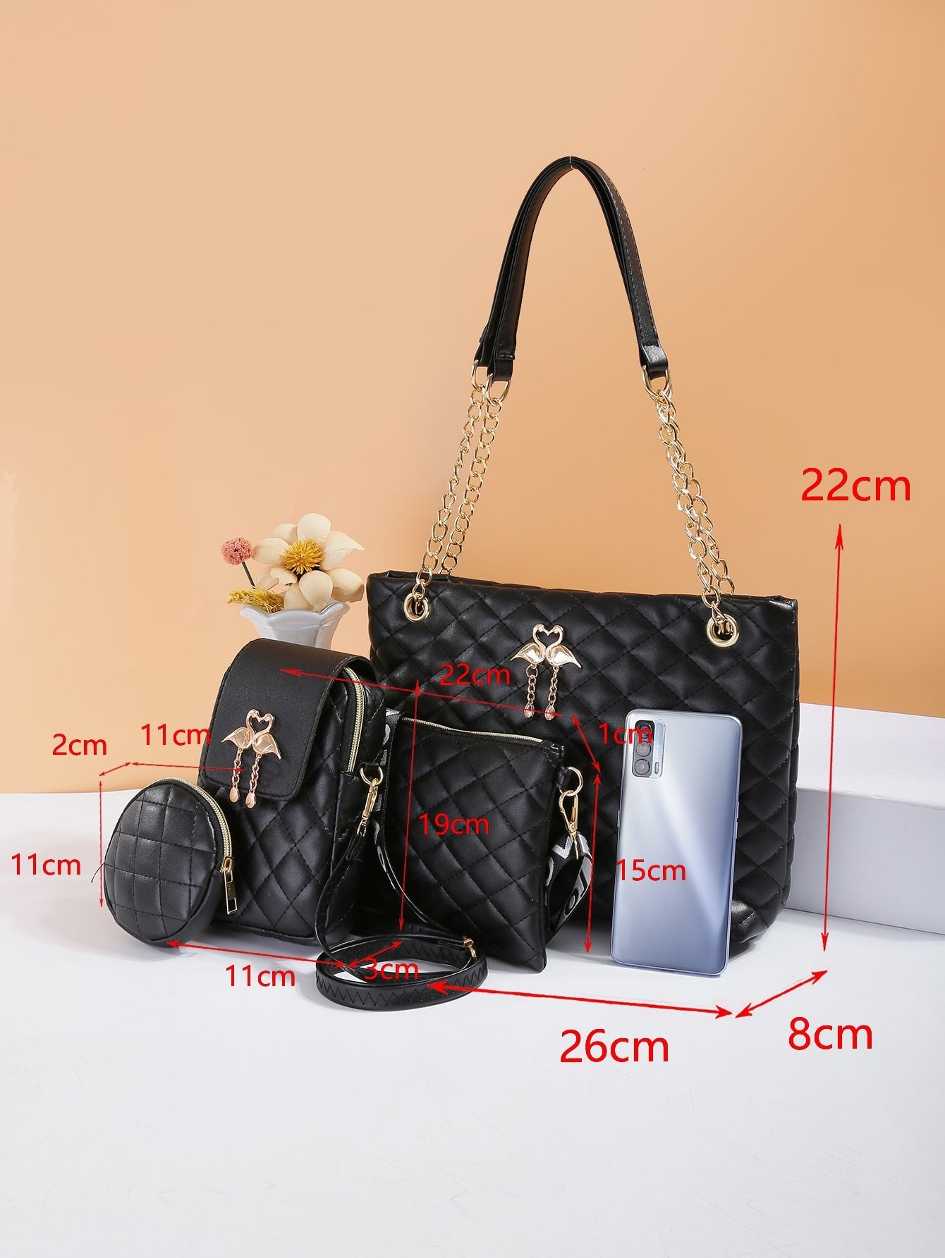 Trendy And Fashionable New Style Mini Women'S Combination Bag With Tote, Crossbody And Single Shoulder Options