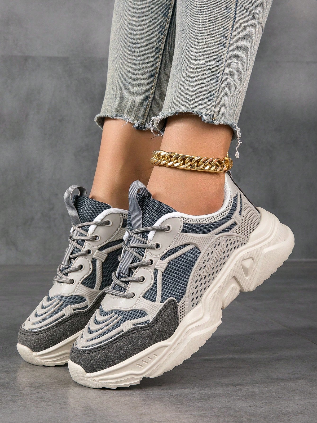 New Women's Thick-soled Chunky Sneakers, Comfortable And Breathable Sports Shoes