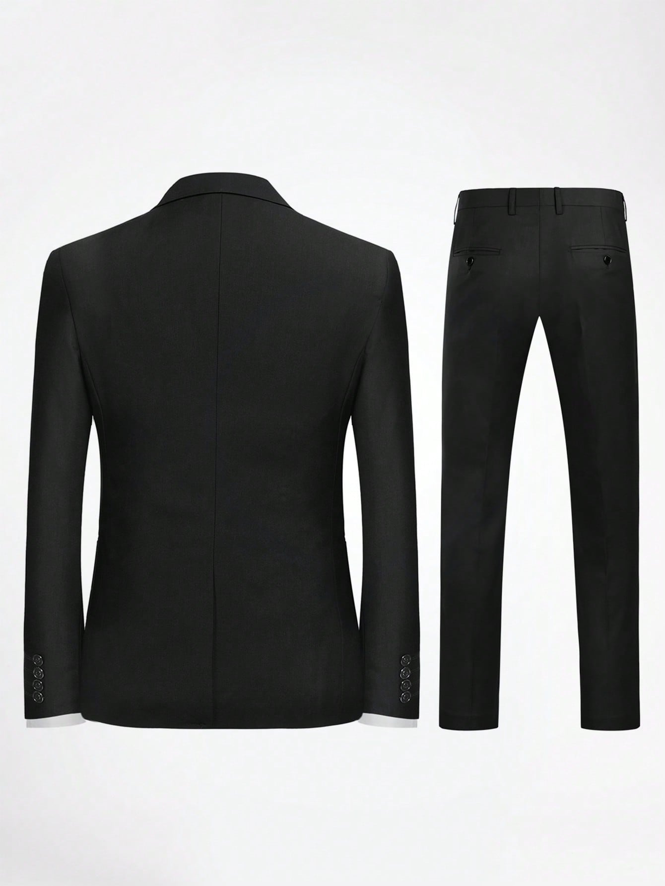 CLOUDSTYLE Men 1pc Single Button Blazer & 1pc Suit Pants