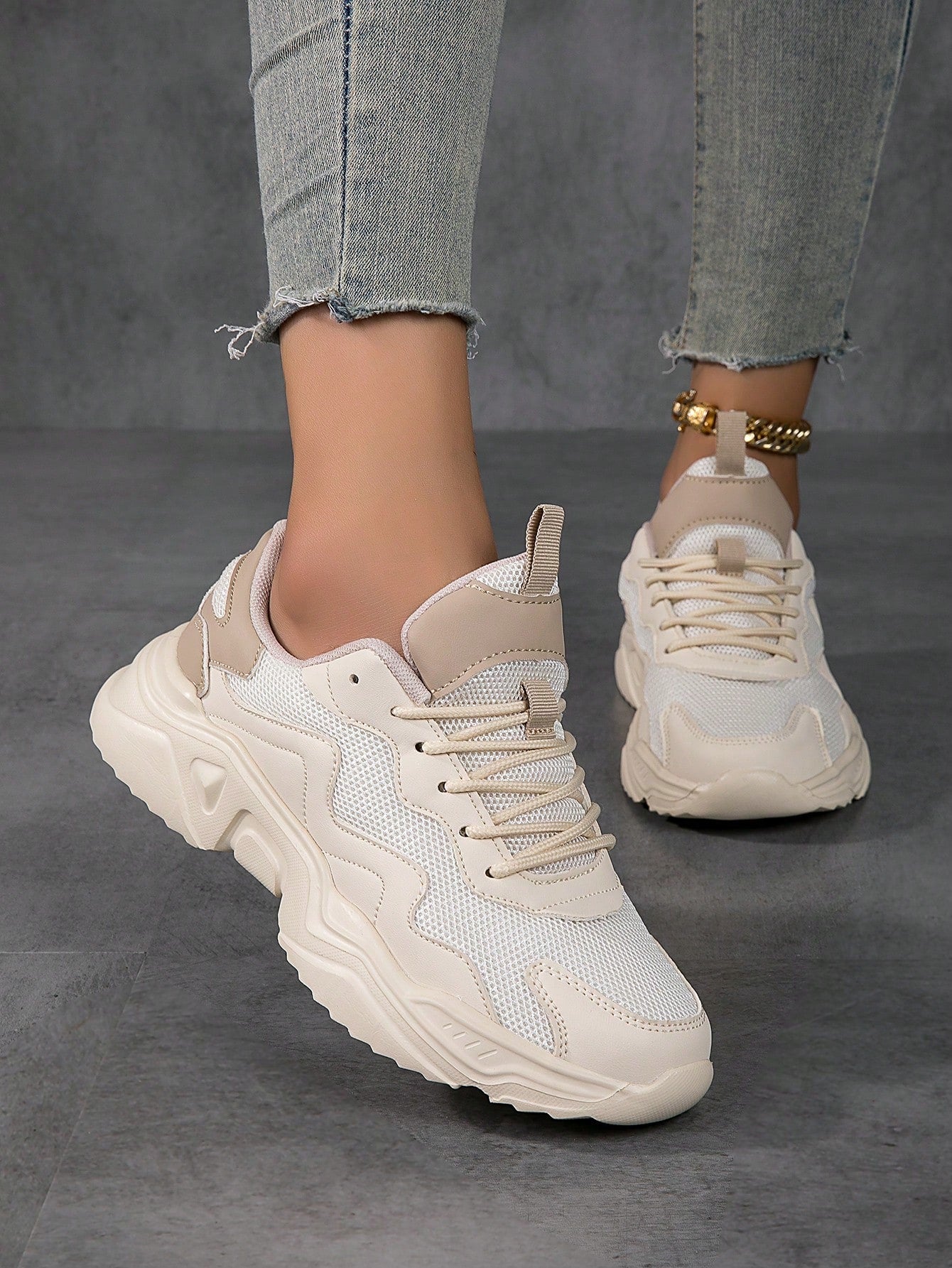 New Women's Thick-soled Chunky Sneakers, Comfortable And Breathable Sports Shoes