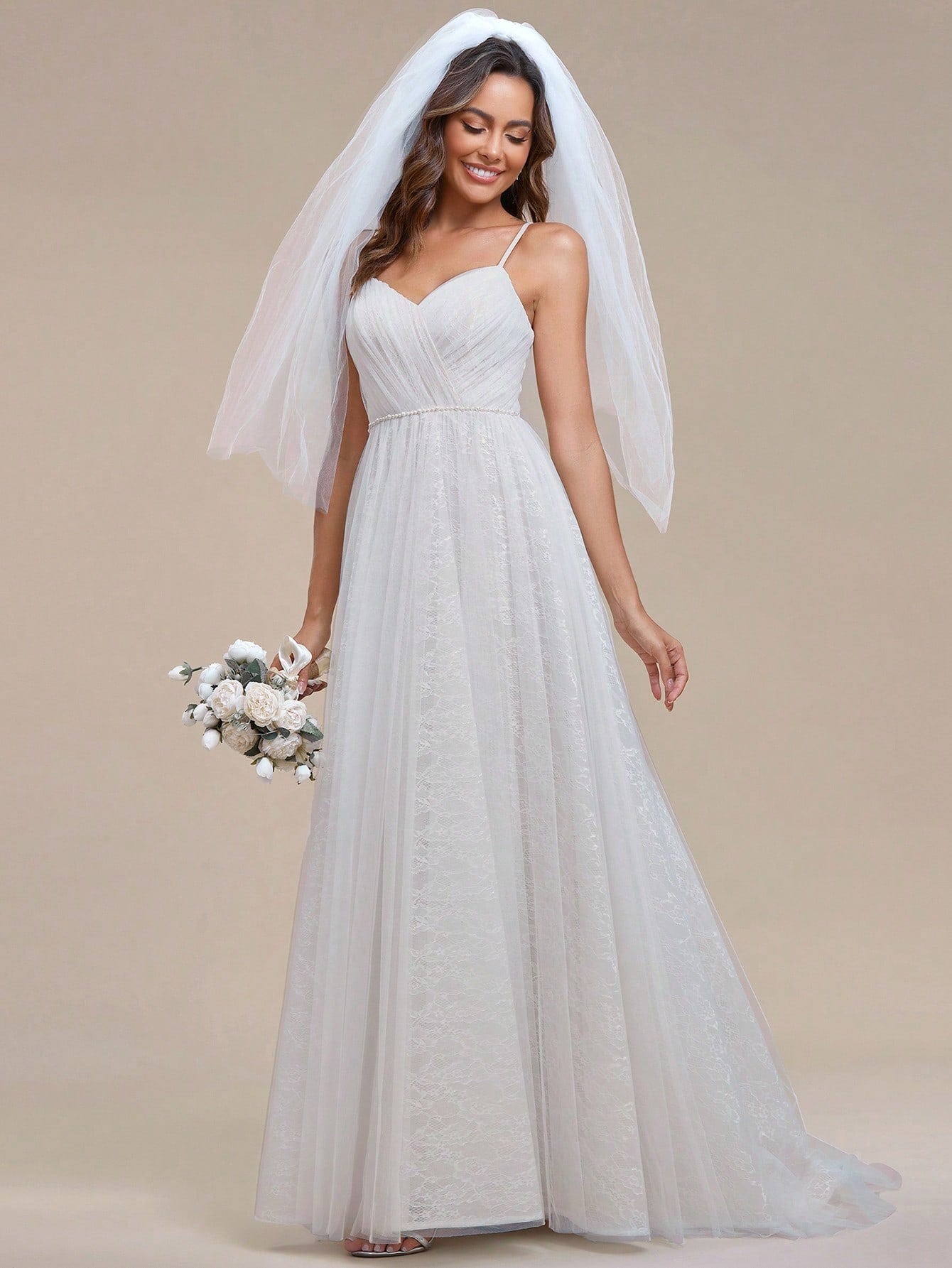 EVER-PRETTY Solid Zip Back Cami Wedding Dress