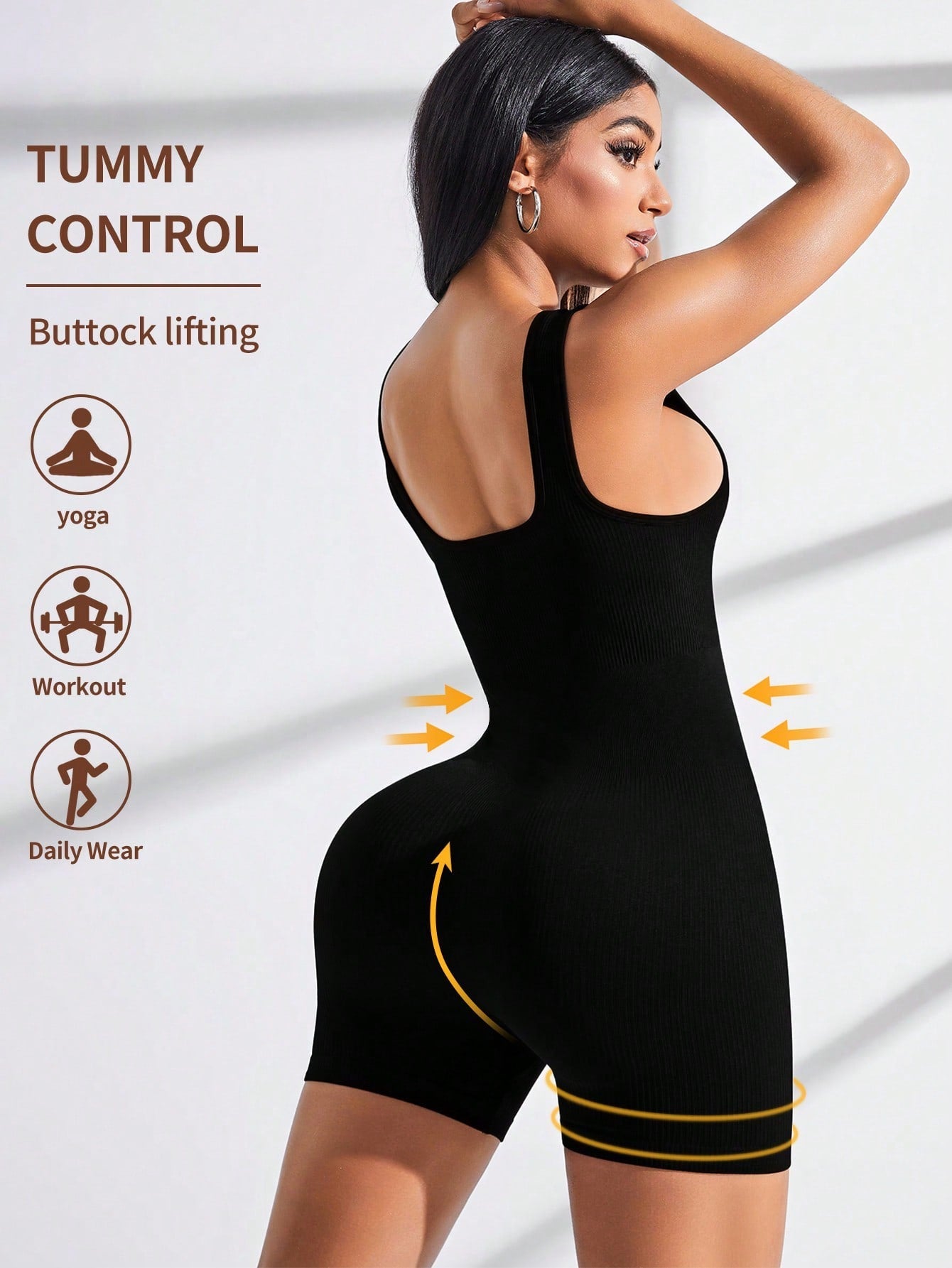 Yoga Basic Solid Rib-knit Seamless Sports Romper