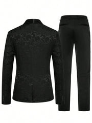 Manfinity Men Jacquard Shawl Collar Blazer & Suit Pants