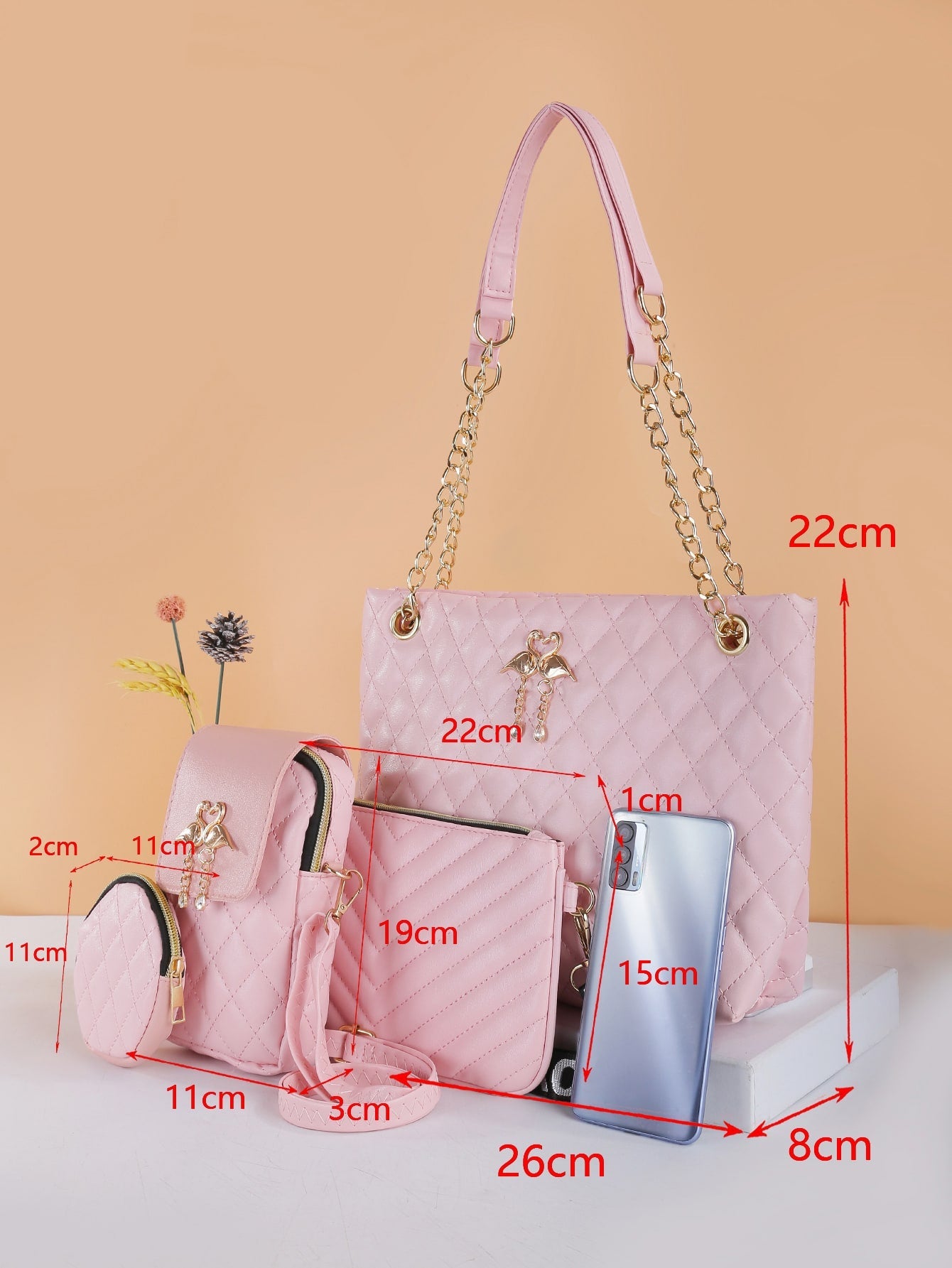 Trendy And Fashionable New Style Mini Women'S Combination Bag With Tote, Crossbody And Single Shoulder Options