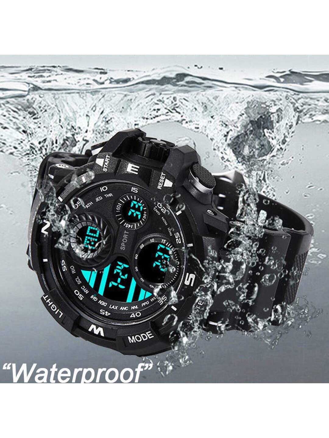 1pc Men's Sports Led Electronic Wristwatch With Calendar, Alarm, Shock Resistance, With Gift Box