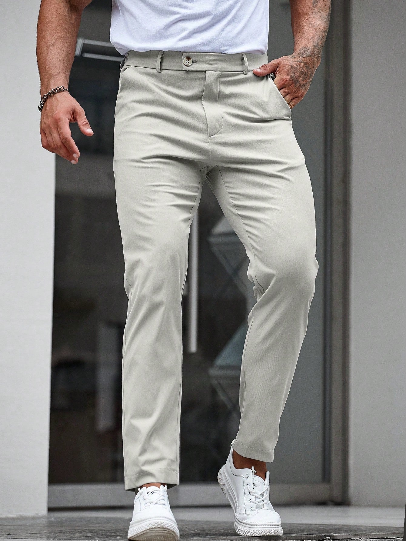 Manfinity Mode Solid Color Suit Pants