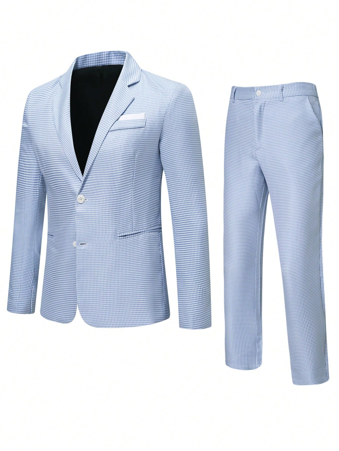 Manfinity Mode Men's Single-breasted Suit Jacket With Lapel Collar And Suit Pants