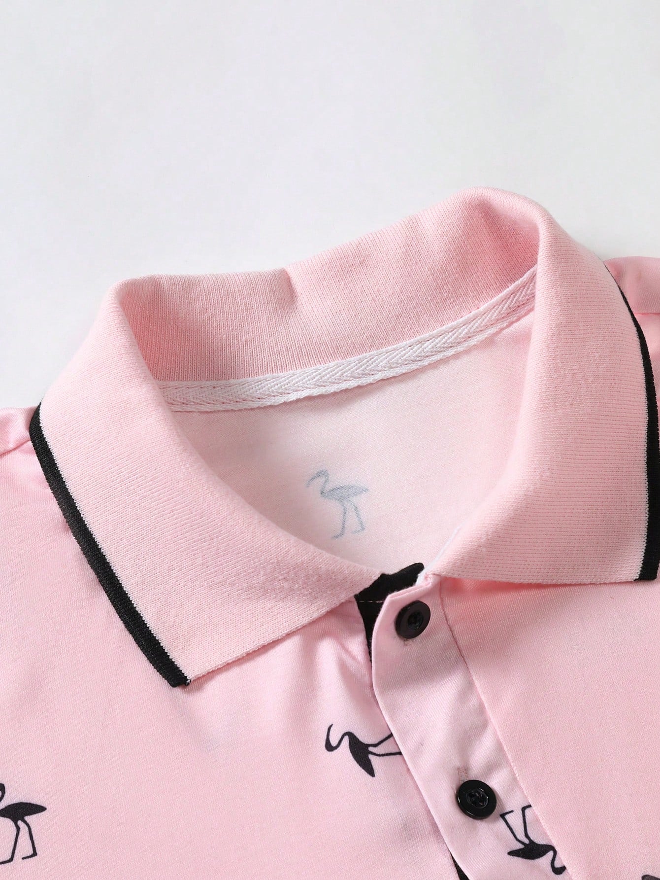 Manfinity RSRT Men Flamingo Print Contrast Trim Polo Shirt