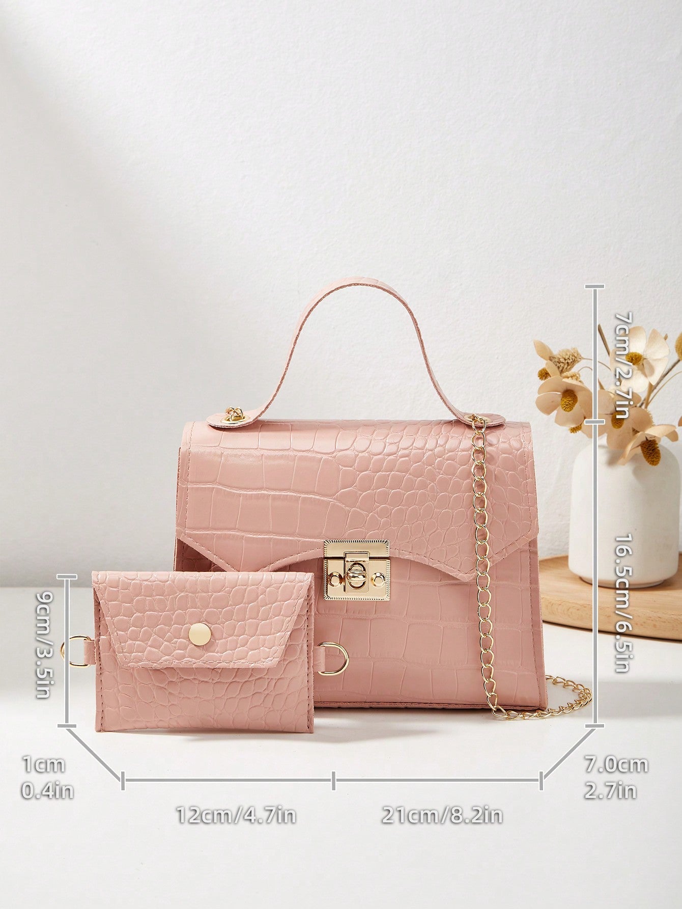 2pcs/Set Stone Pattern Women'S Bag, Single Shoulder Crossbody Bag, Mother Bag, And Handbag