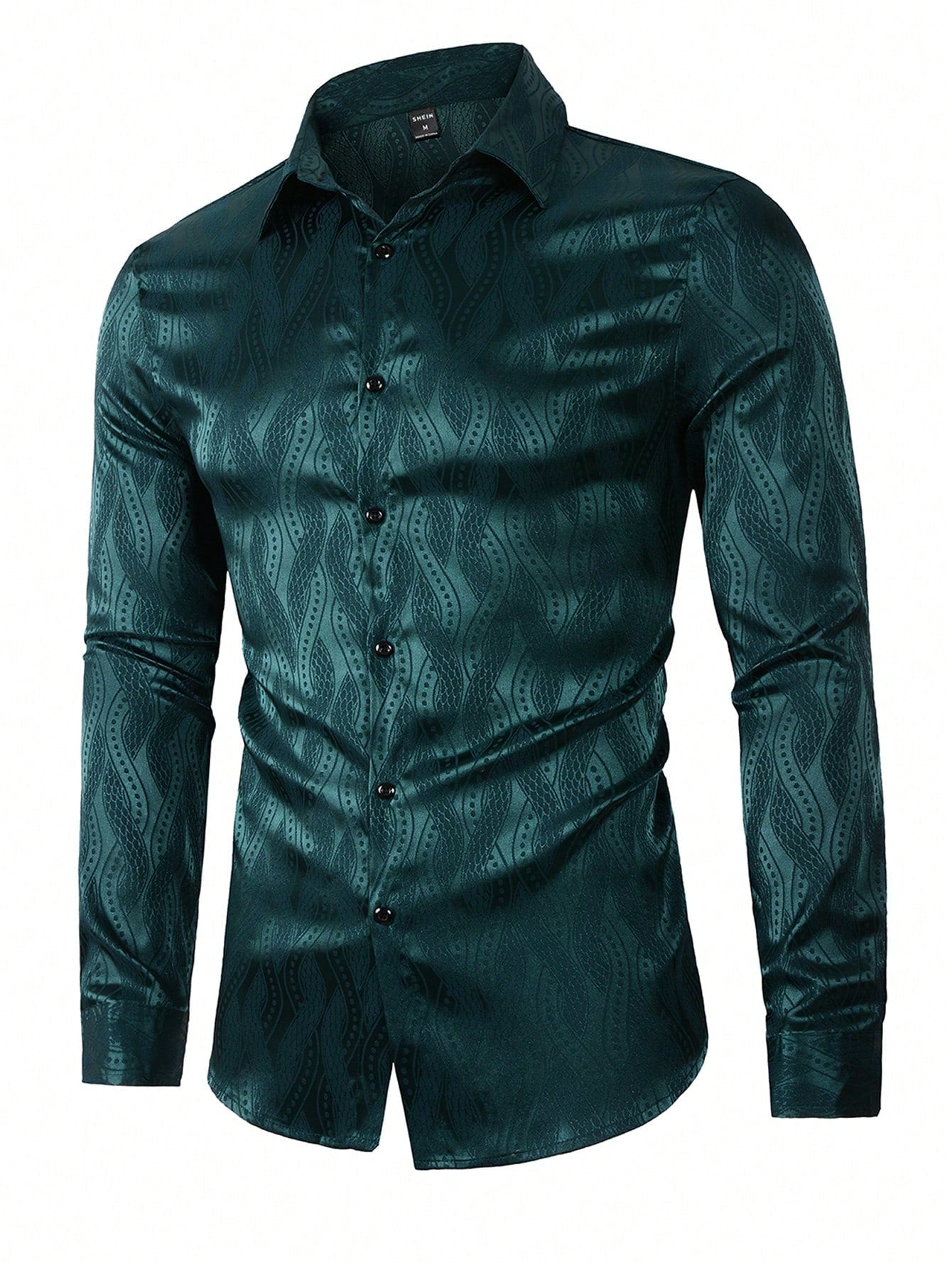 Manfinity Men Button Up Jacquard Satin Shirt