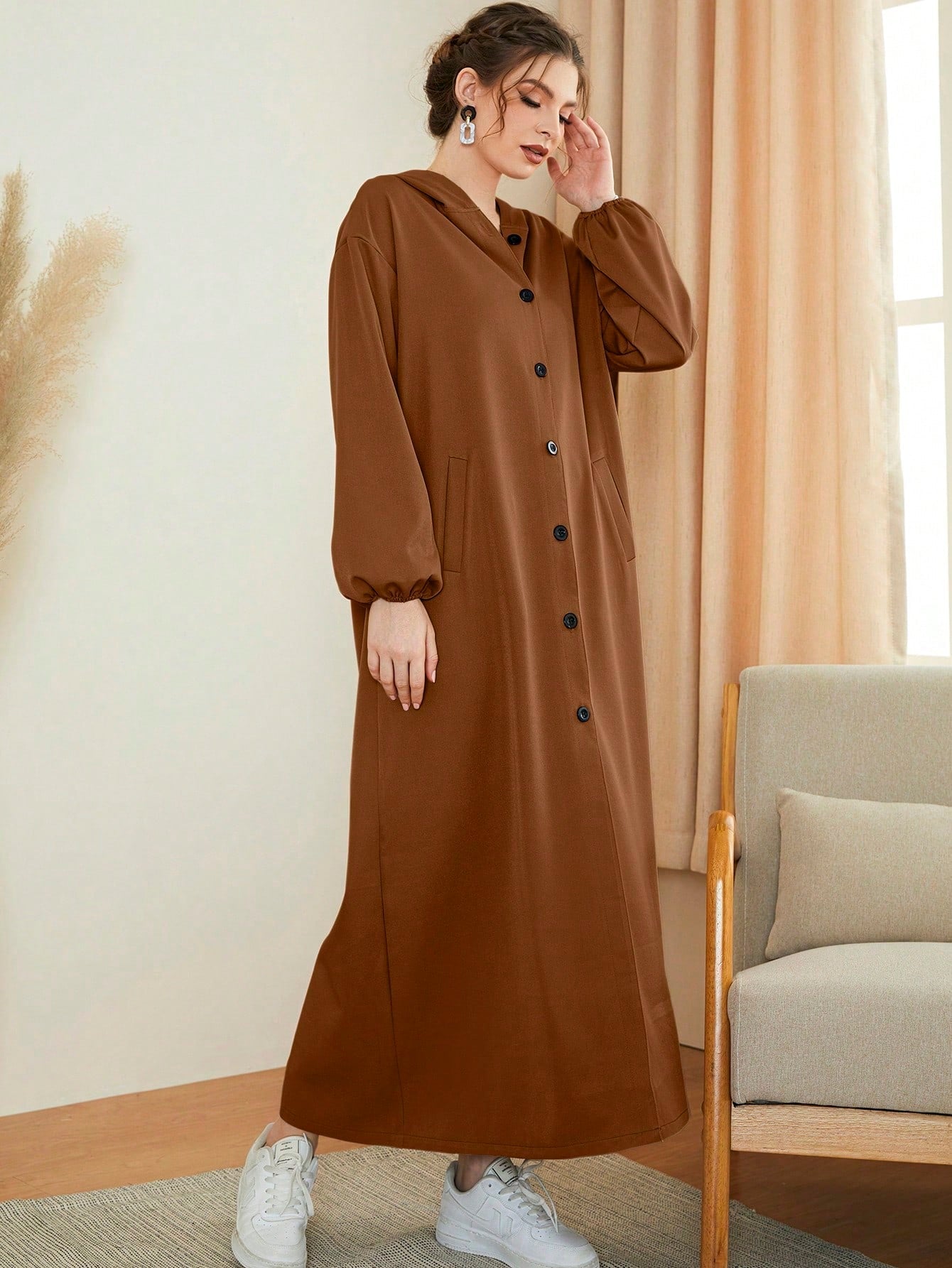 Mulvari Women's Single-breasted Arab Abaya