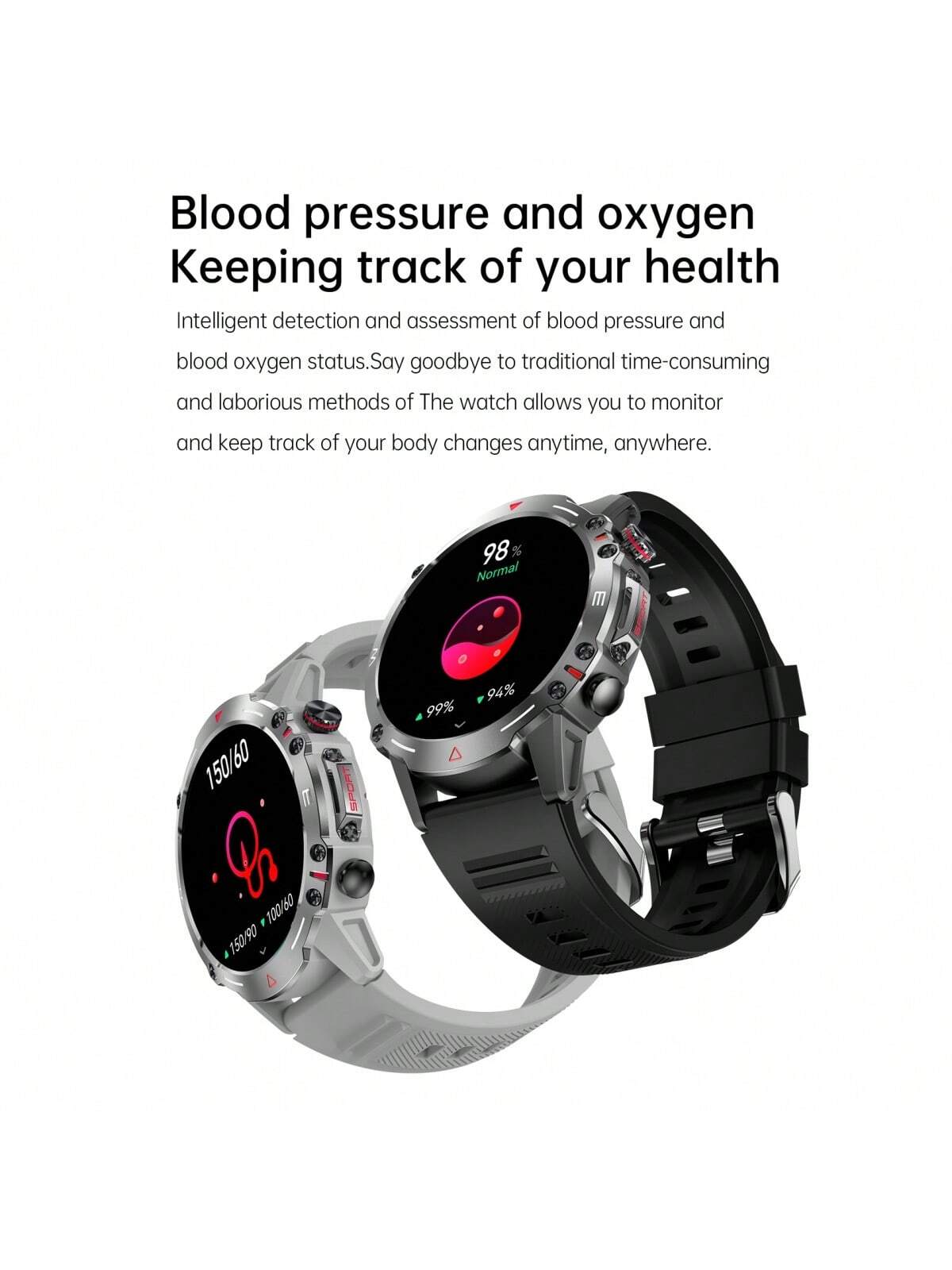 1.43-inch round full touch screen men's sports smart watch with wireless calling, step counting, sleep monitoring, 100+ sports modes, IP68 waterproof, suitable for IOS and Android phones