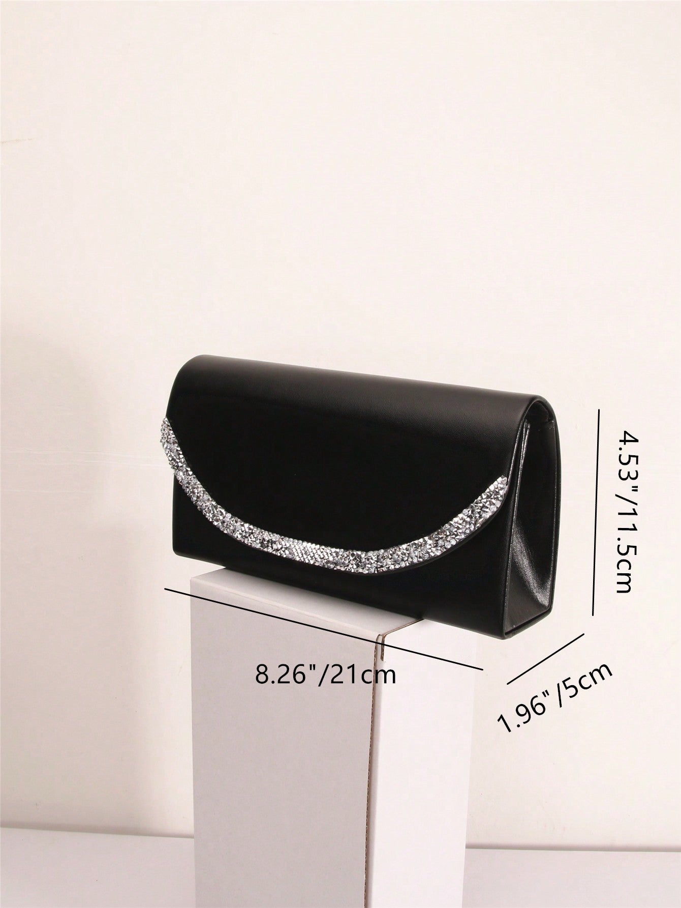 Rhinestone Decor Square Bag Metallic PU Flap Glamorous For Daily Life