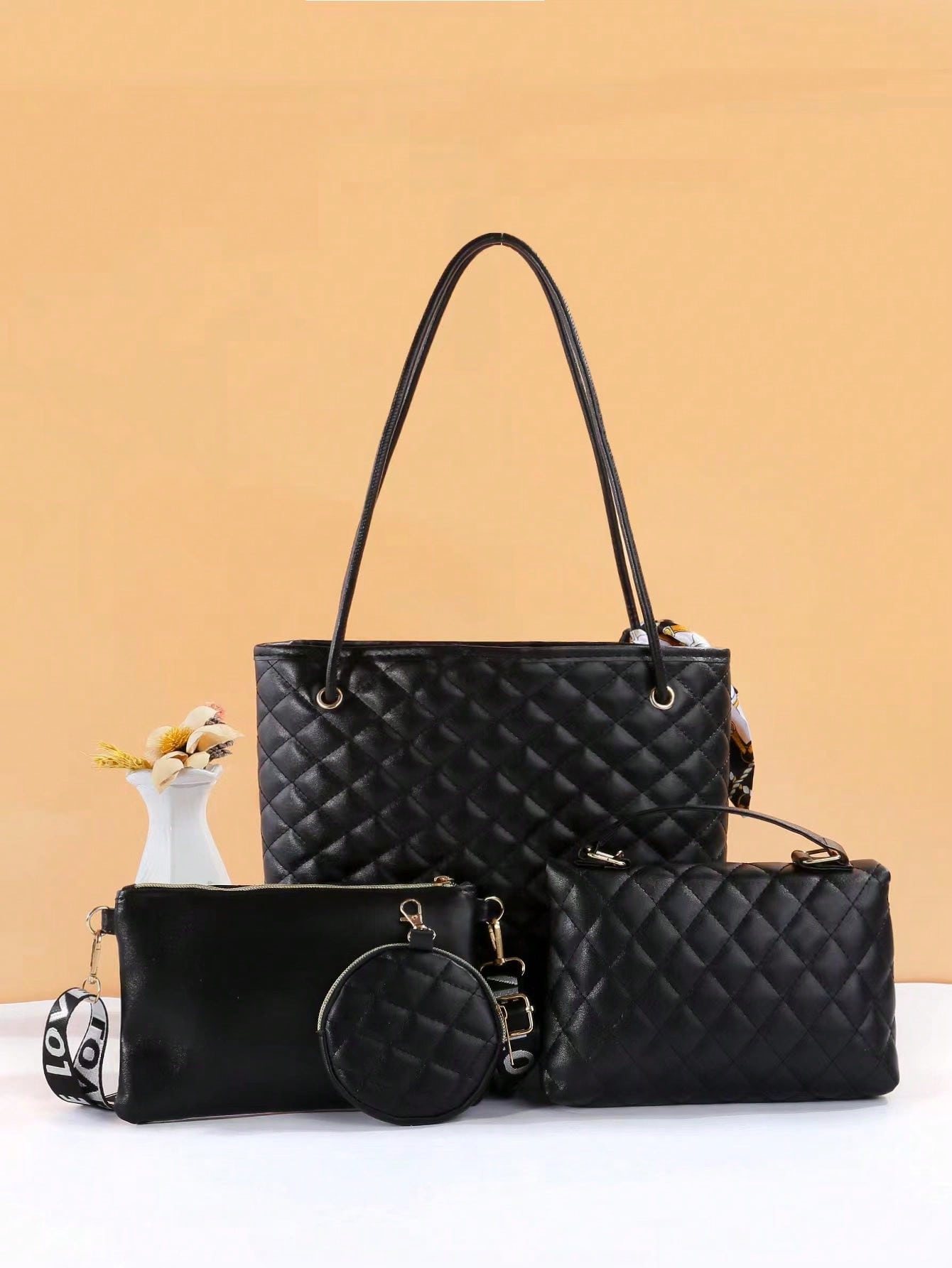 Fashionable Plaid Pattern Women'S Combination Bag