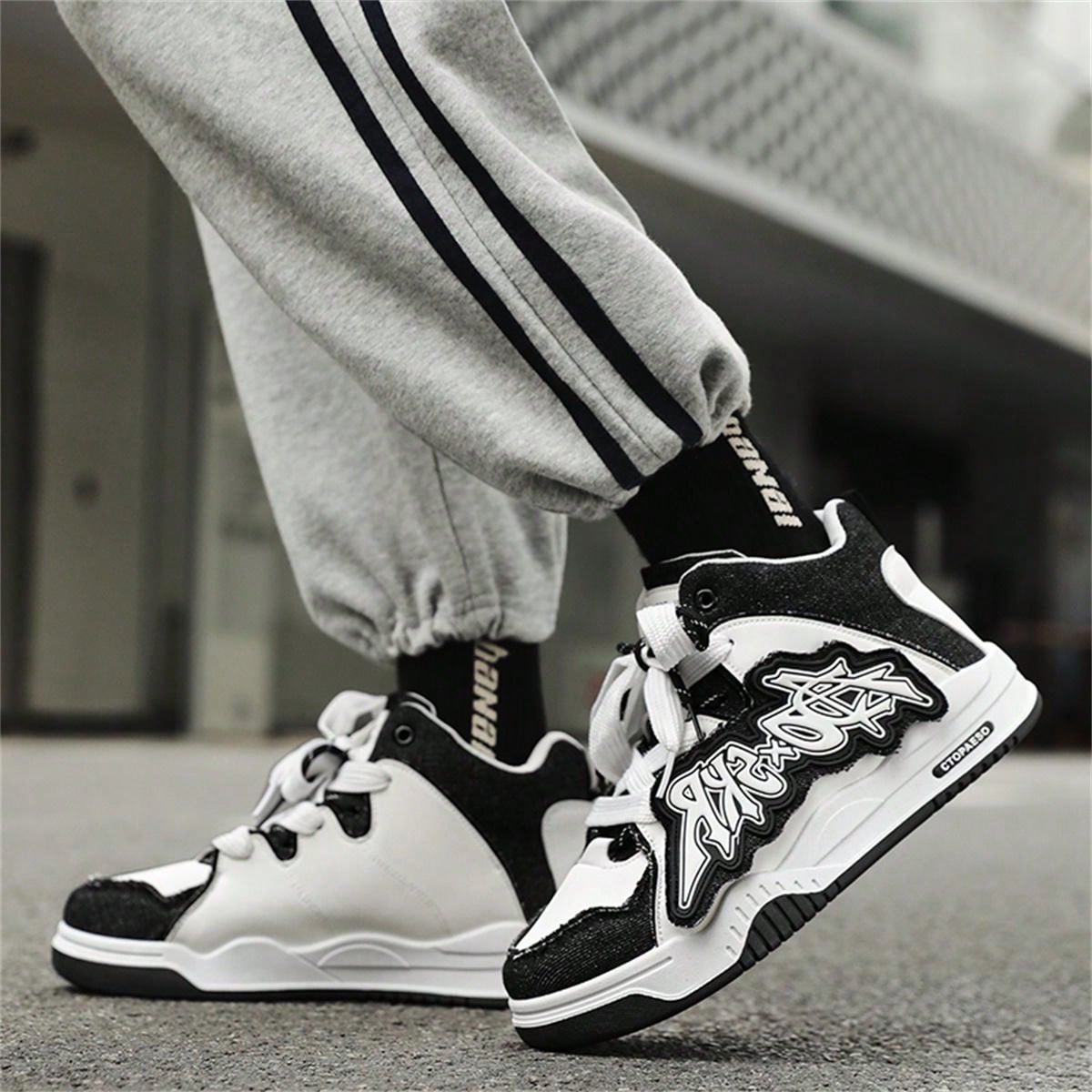 2023 New Style Men's High-top Sneakers, Casual Shoes, All-match Shoes, Student High-top Shoes, Outdoor Travel Sports Shoes