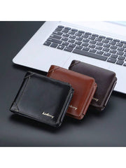 Men's Short Wallet With Multiple Card Slots, Three-folded, Zippered Coin Purse, Stylish And Slim