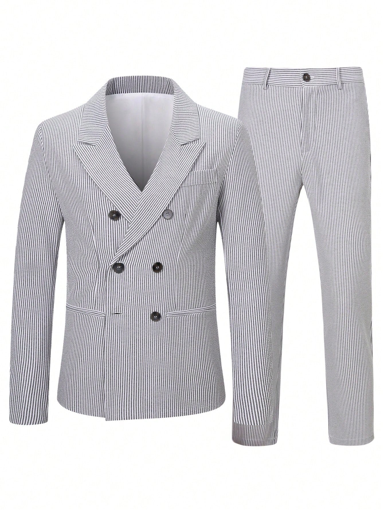 Manfinity Mode Men Striped Double Breasted Blazer & Suit Pants