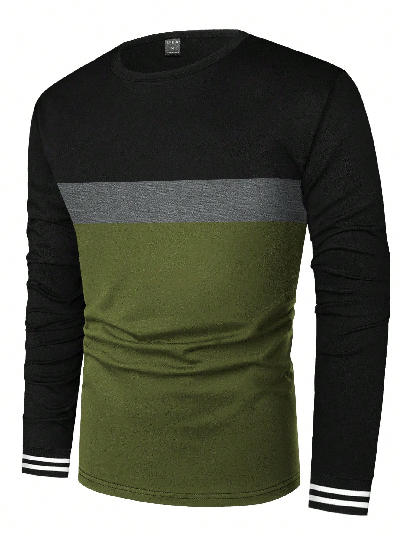 Manfinity Homme Men Color Block Striped Trim Tee