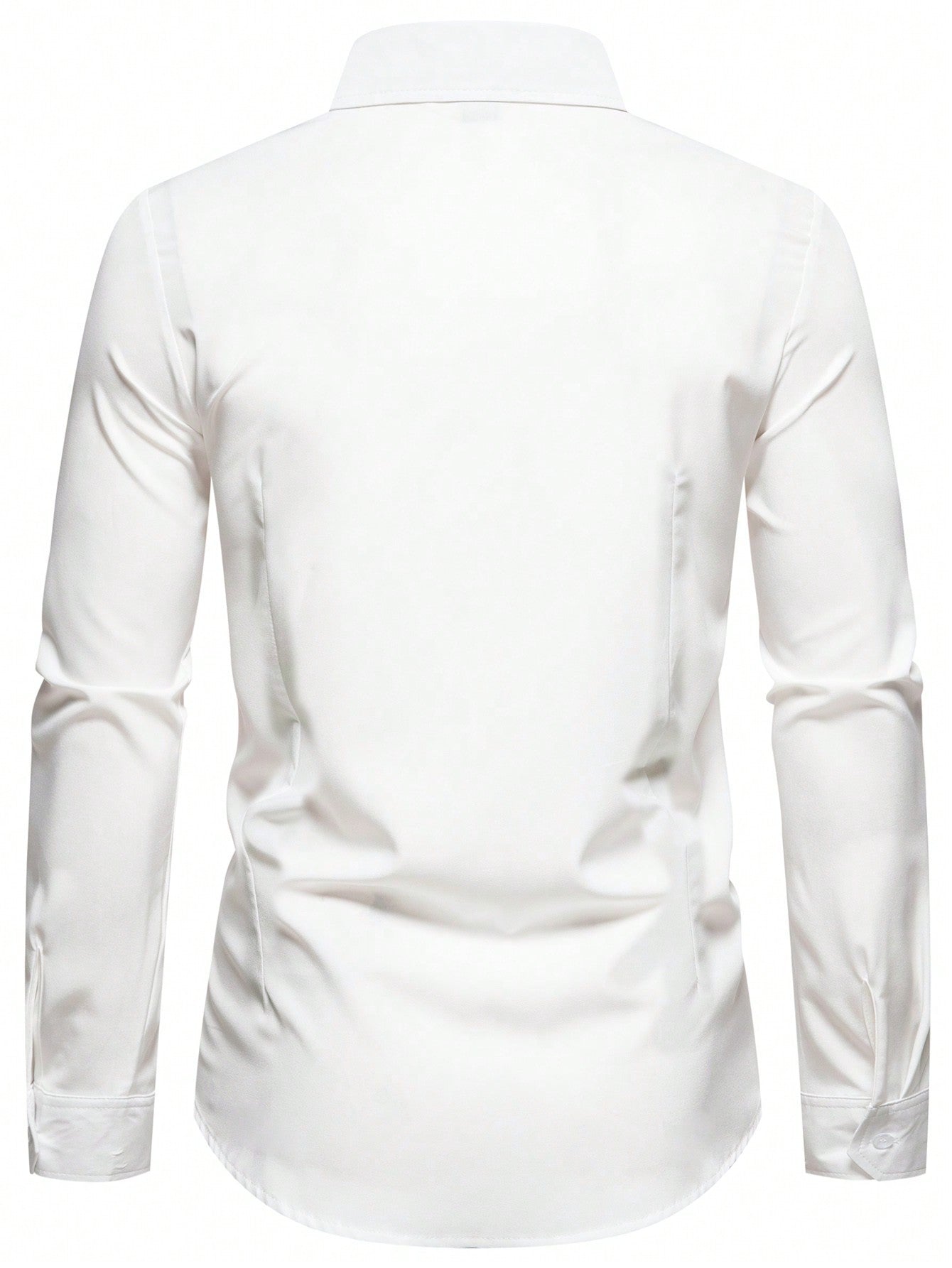 Manfinity Mode Men's Solid Color Buttoned V-neck Long Sleeve Shirt