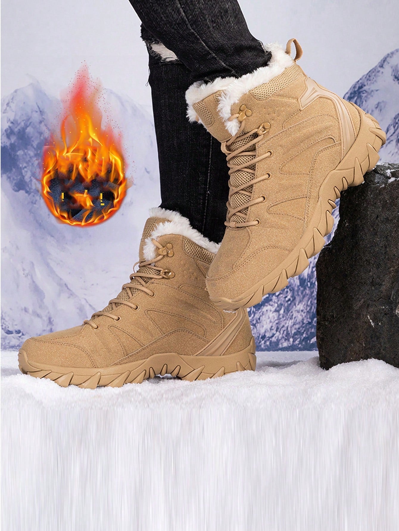 Men's Winter Warmth Snow Boots, Jungle Style, Wear-resistant