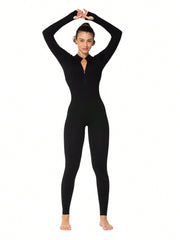 Women's Seamless Yoga Fitness Sports Tight Long Sleeve Jumpsuit