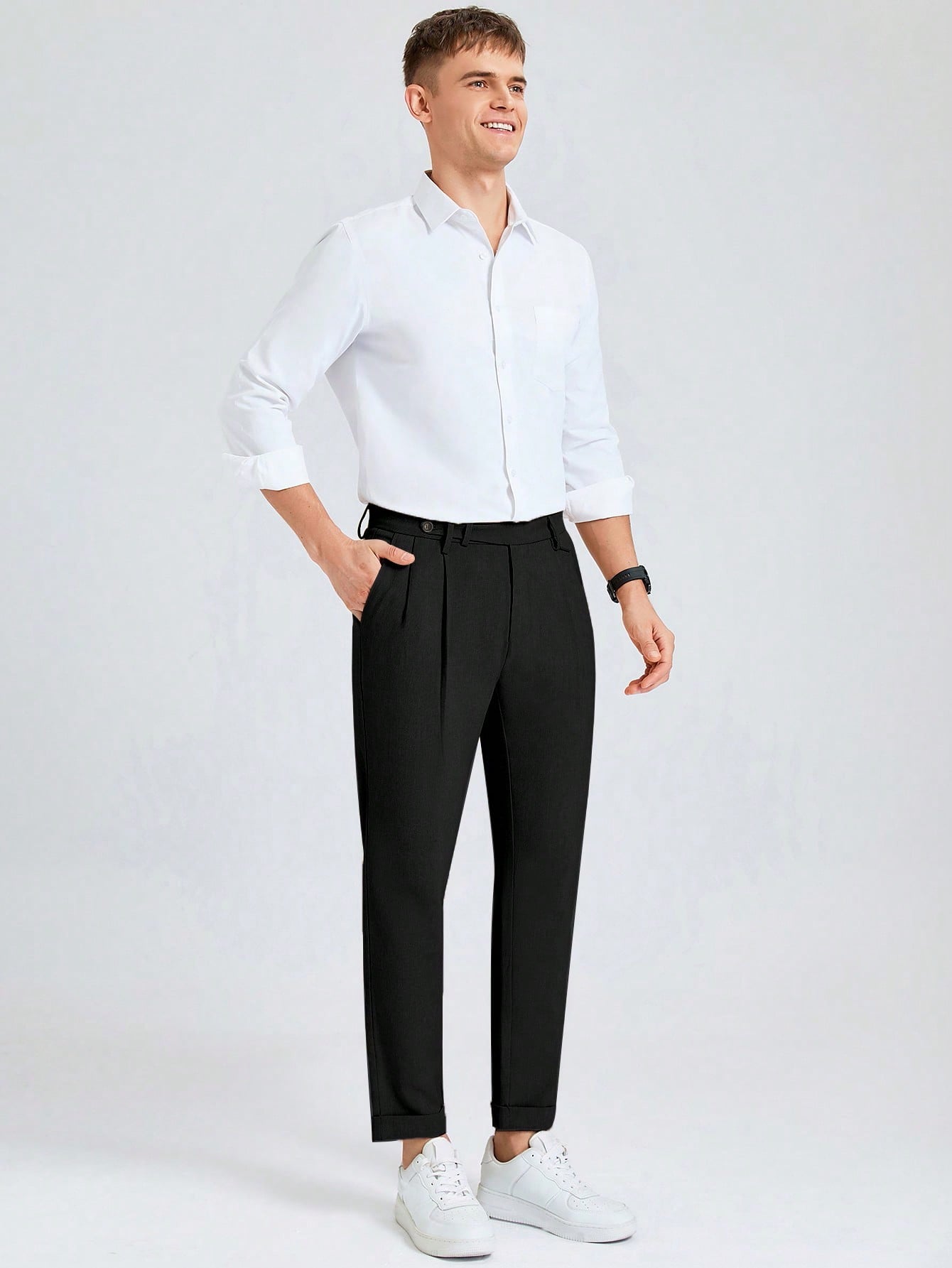 Manfinity Mode Men's Slim Fit Business Dress Pants