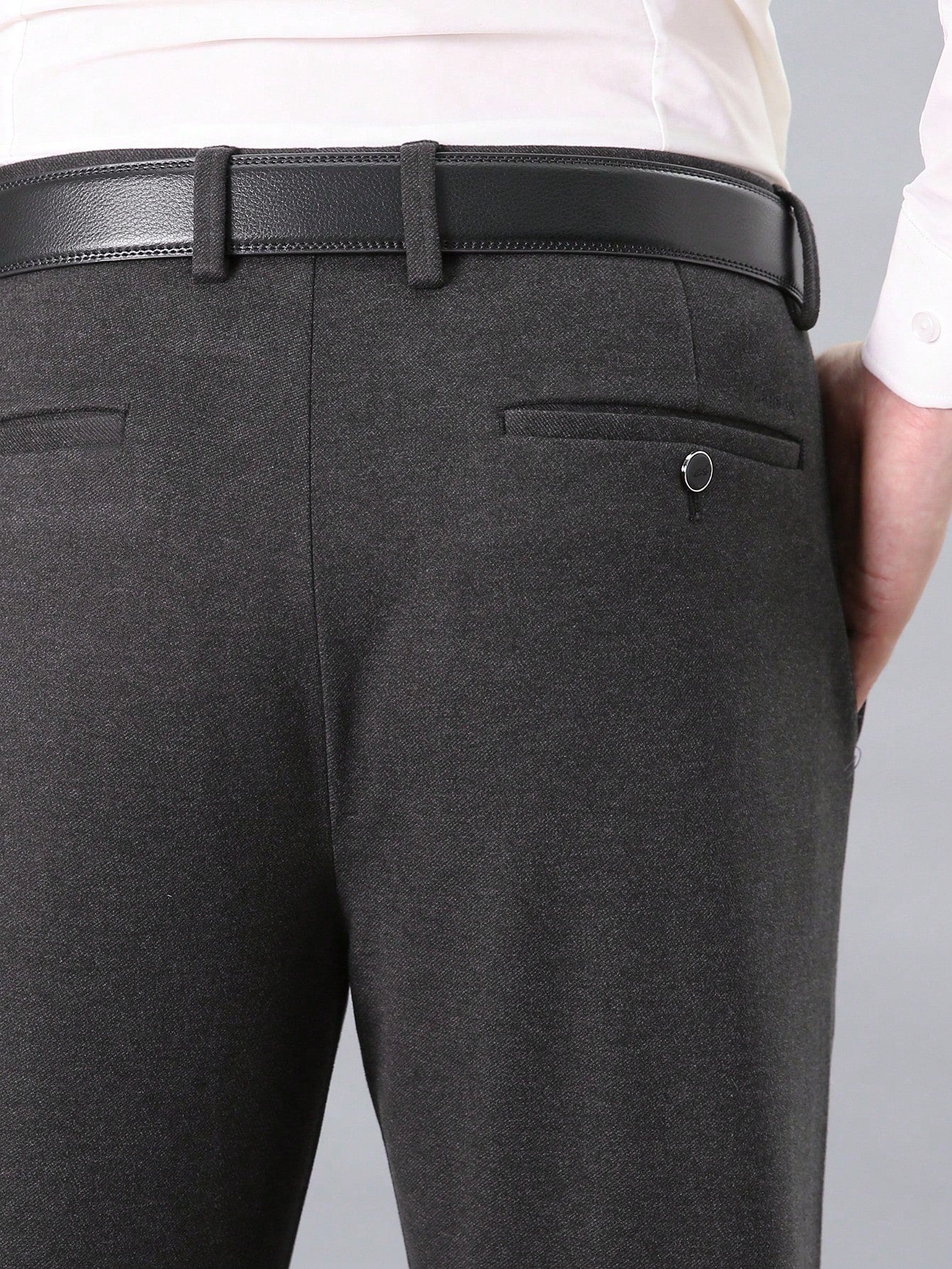 Men Solid Slant Pocket Suit Pants Without Belt